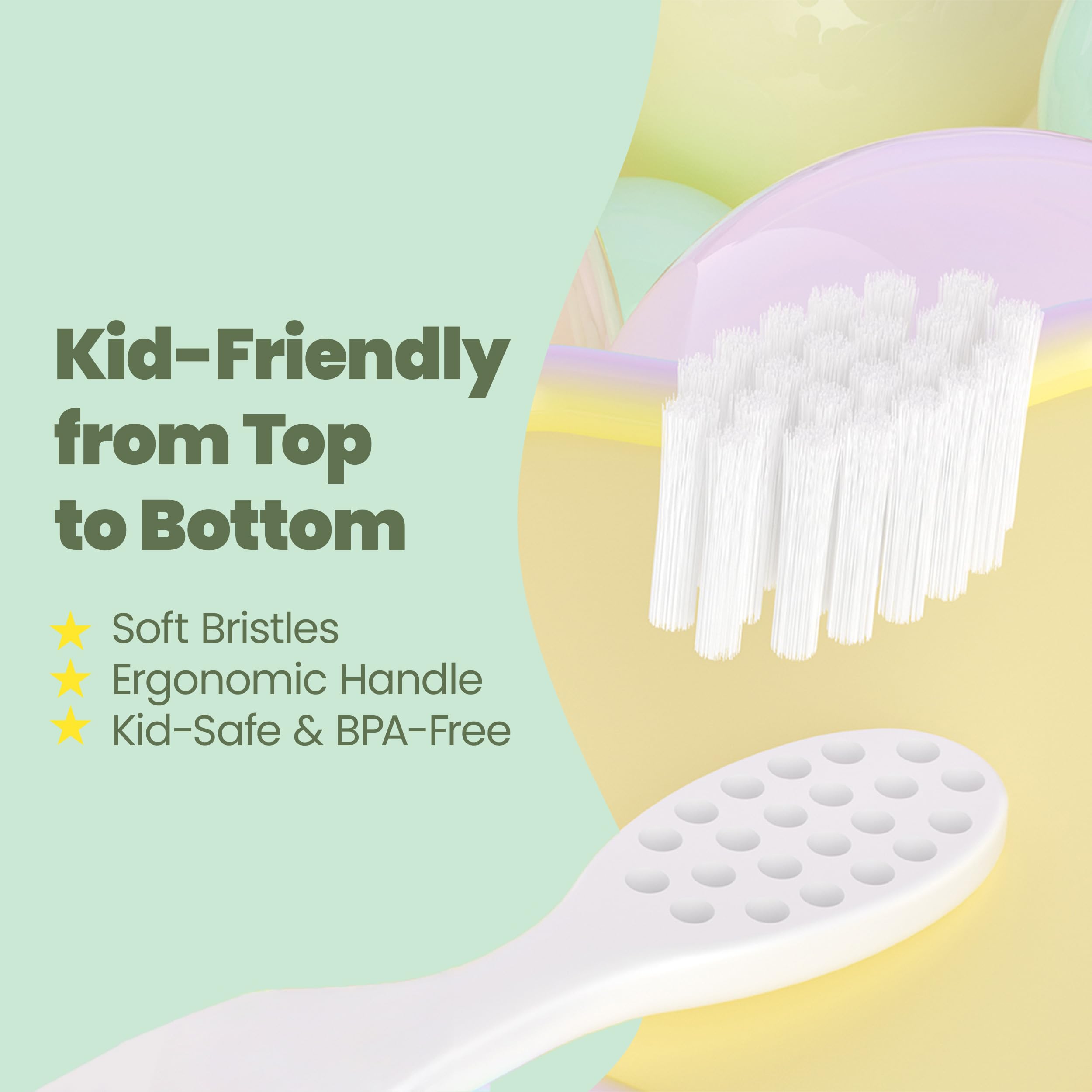 Well Before Dinosaur Kids Toothbrush – 0.12mm Ultra-Soft Bristles, 3-Pack