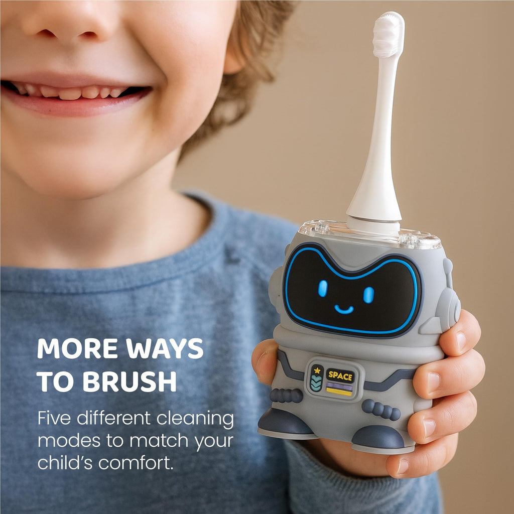 Well Before Ultrasonic Kid's U-Shaped Toothbrush – IPX7, 5 Modes (Spaceman, Blue)