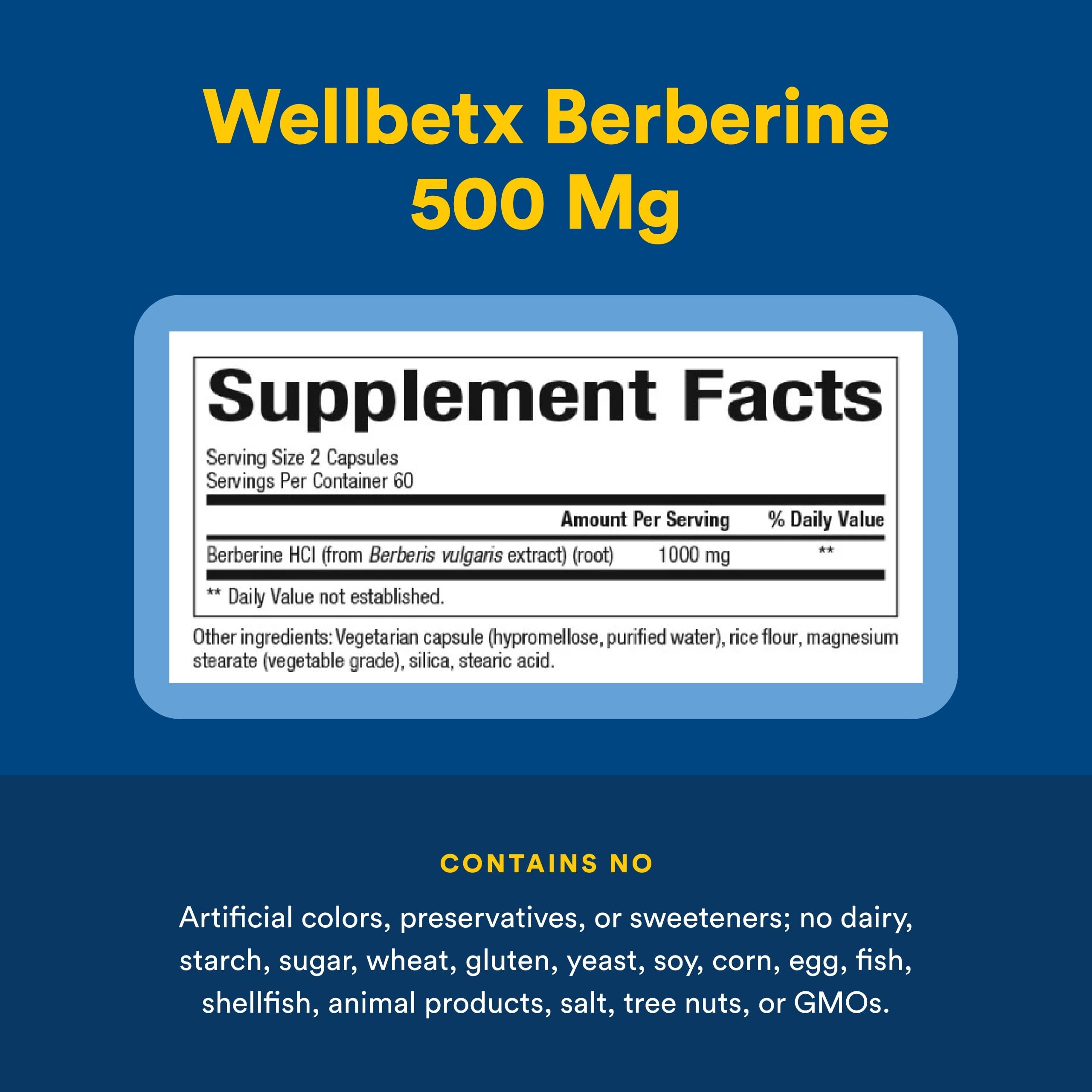 Natural Factors WellBetX Berberine – 500 mg Daily Capsule for Metabolic & Heart Health | Gluten-Free & Vegan | 120 Vegetarian Capsules