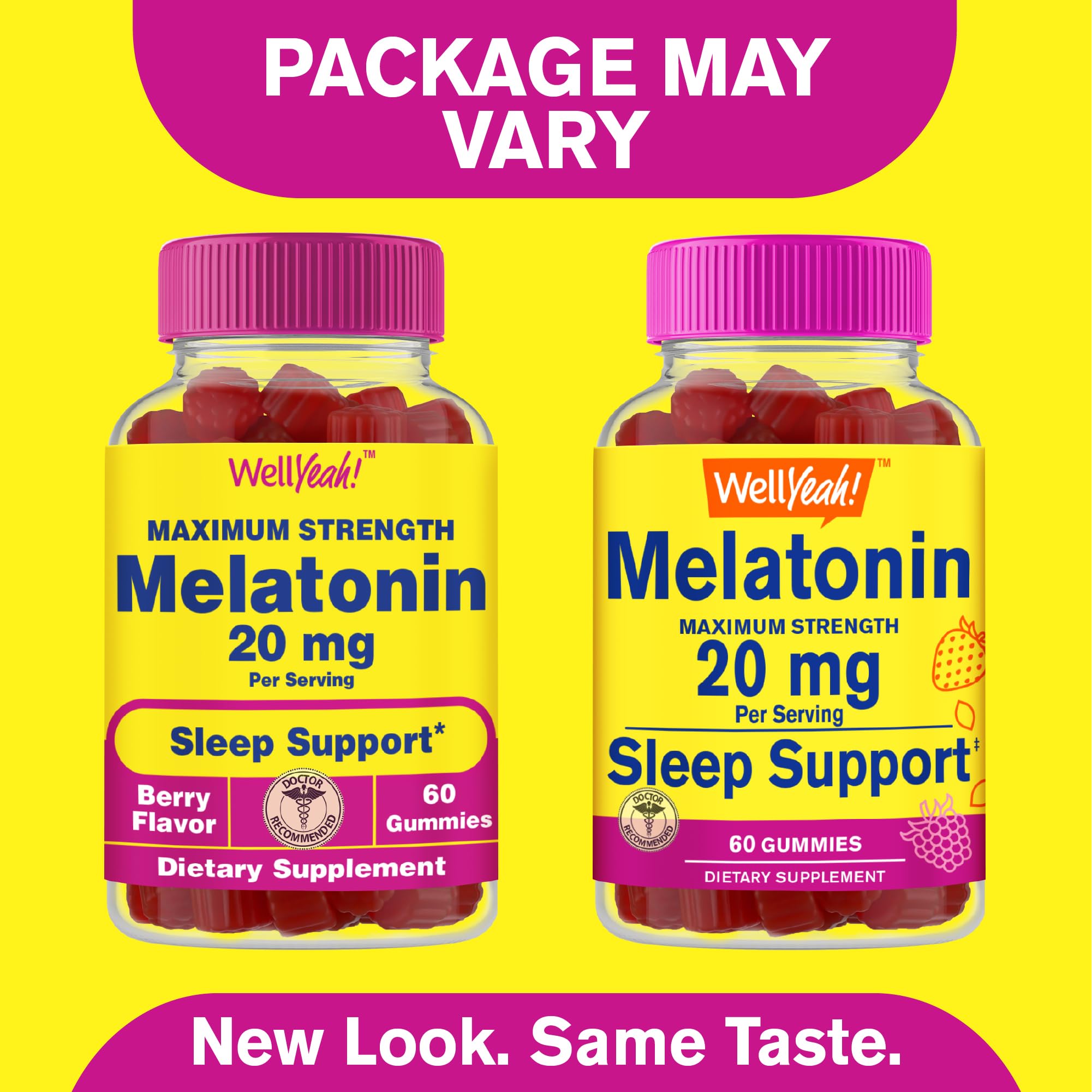 WellYeah Melatonin Gummies 20mg (2 Pack) – Sleep Support, 60 Count, Vegan