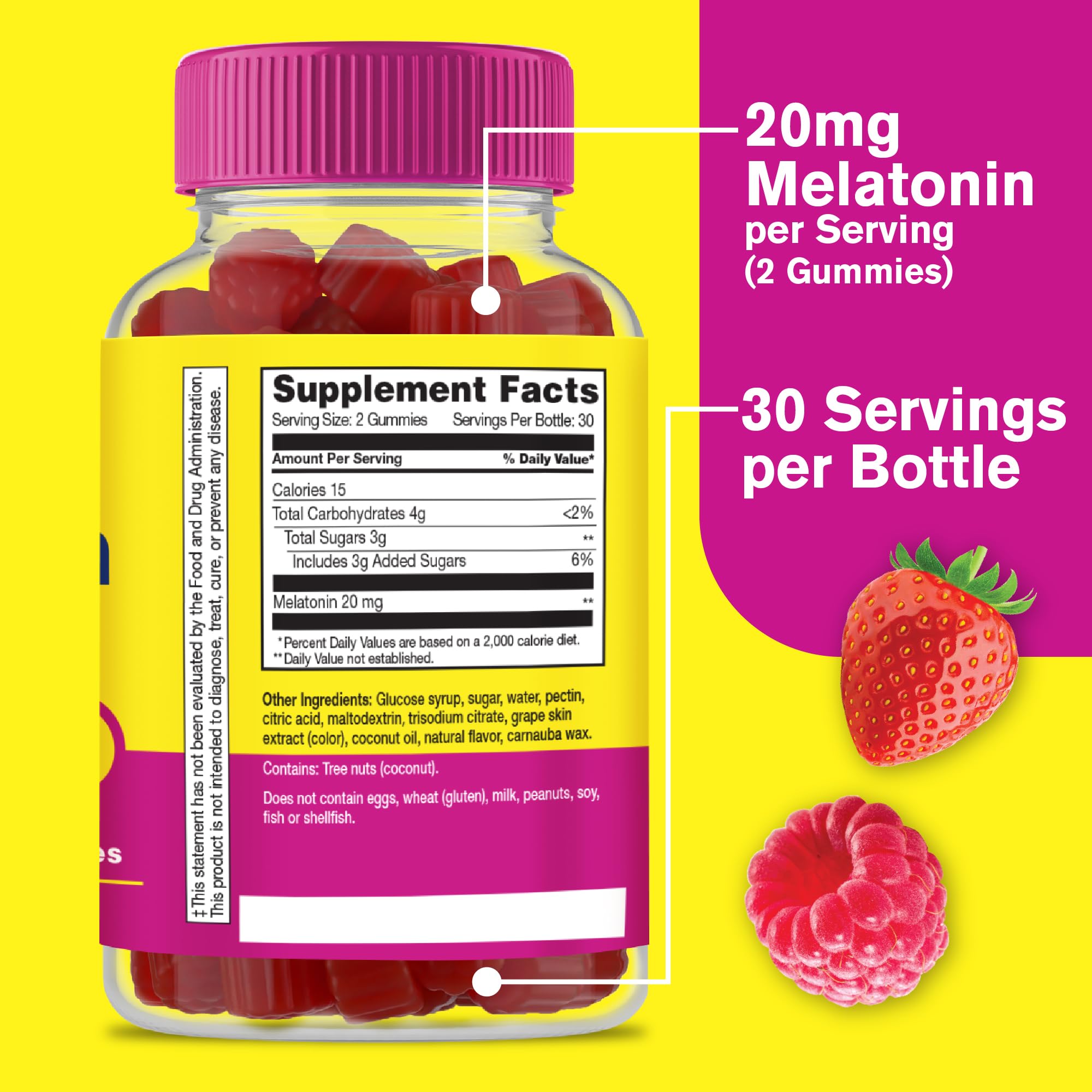 WellYeah Melatonin Gummies 20mg – Maximum Strength Sleep Support, Vegan, 60 Count