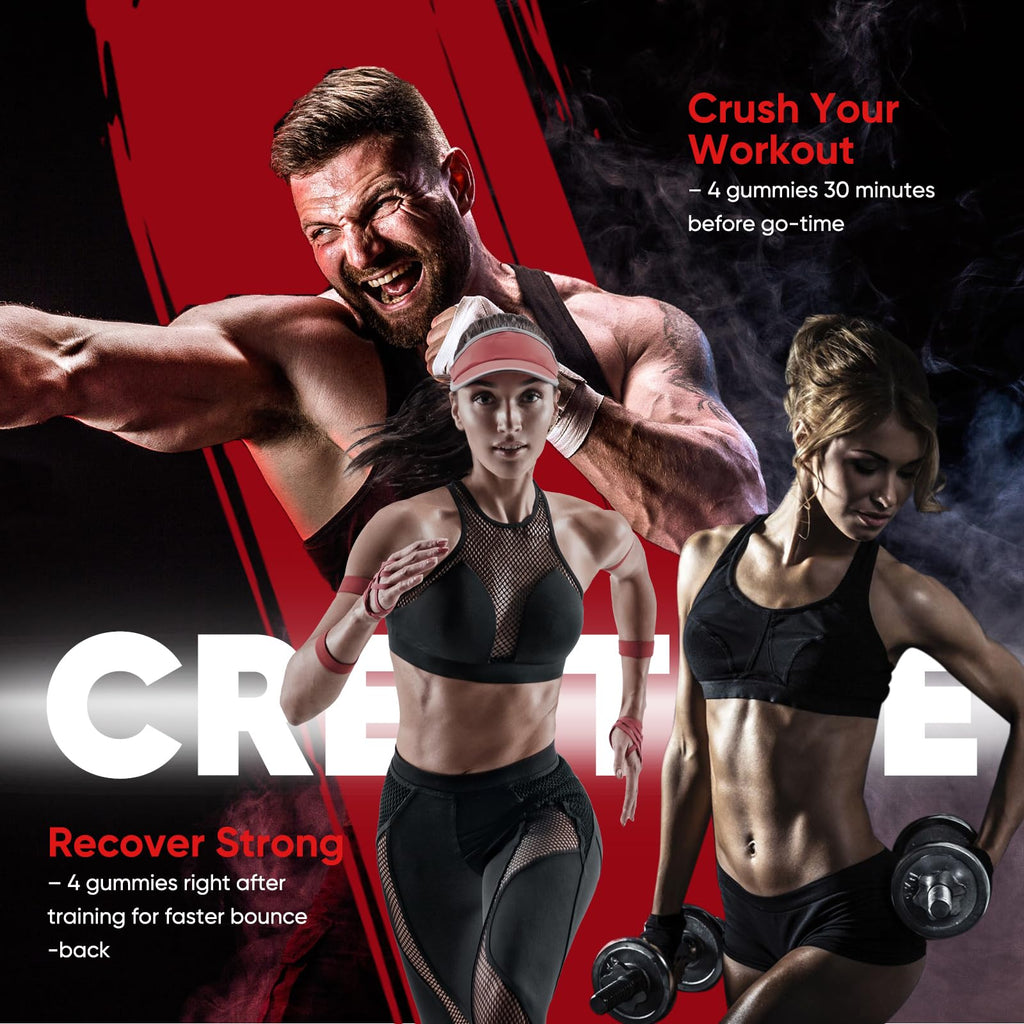 WEVYHFS Sports Creatine Gummies 60 Chews – Sugar-Free Vegan, BCAA, L-Carnitine, Taurine & B12