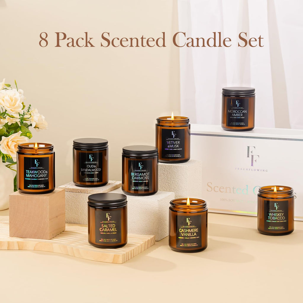 Whiskey & Tobacco Scented Candle – 7oz Soy Wax, Aromatherapy Gift