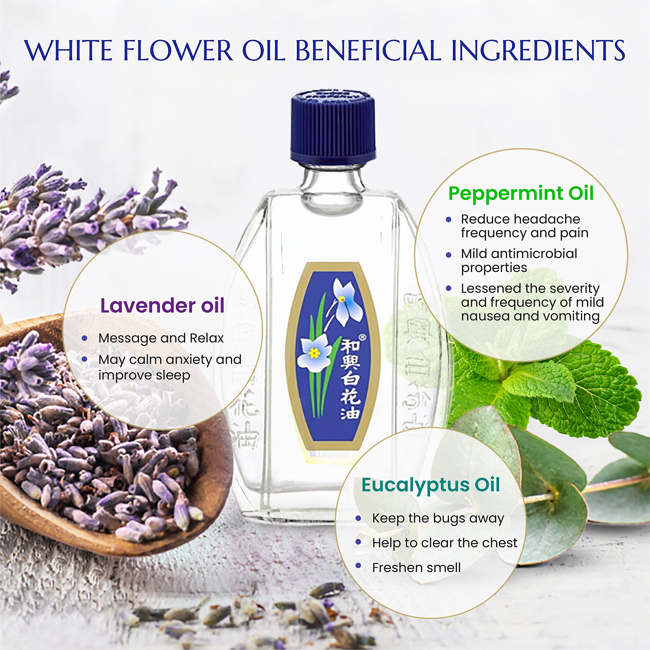 White Flower External Analgesic Balm Oil – 10ml (0.338 fl oz) – 6 Pack | Authentic US Import