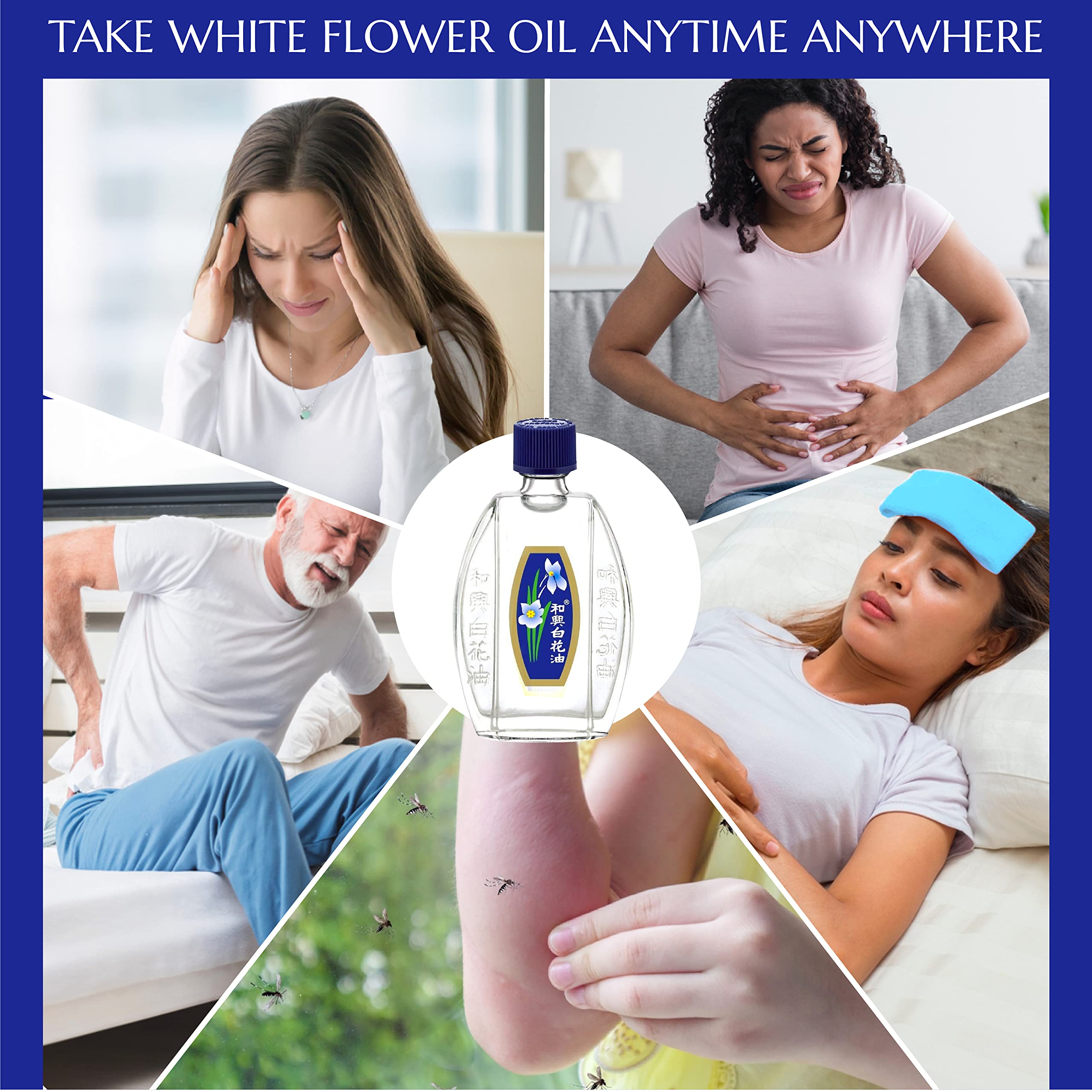 White Flower External Analgesic Balm Oil – 10ml (0.338 fl oz) – 6 Pack | Authentic US Import