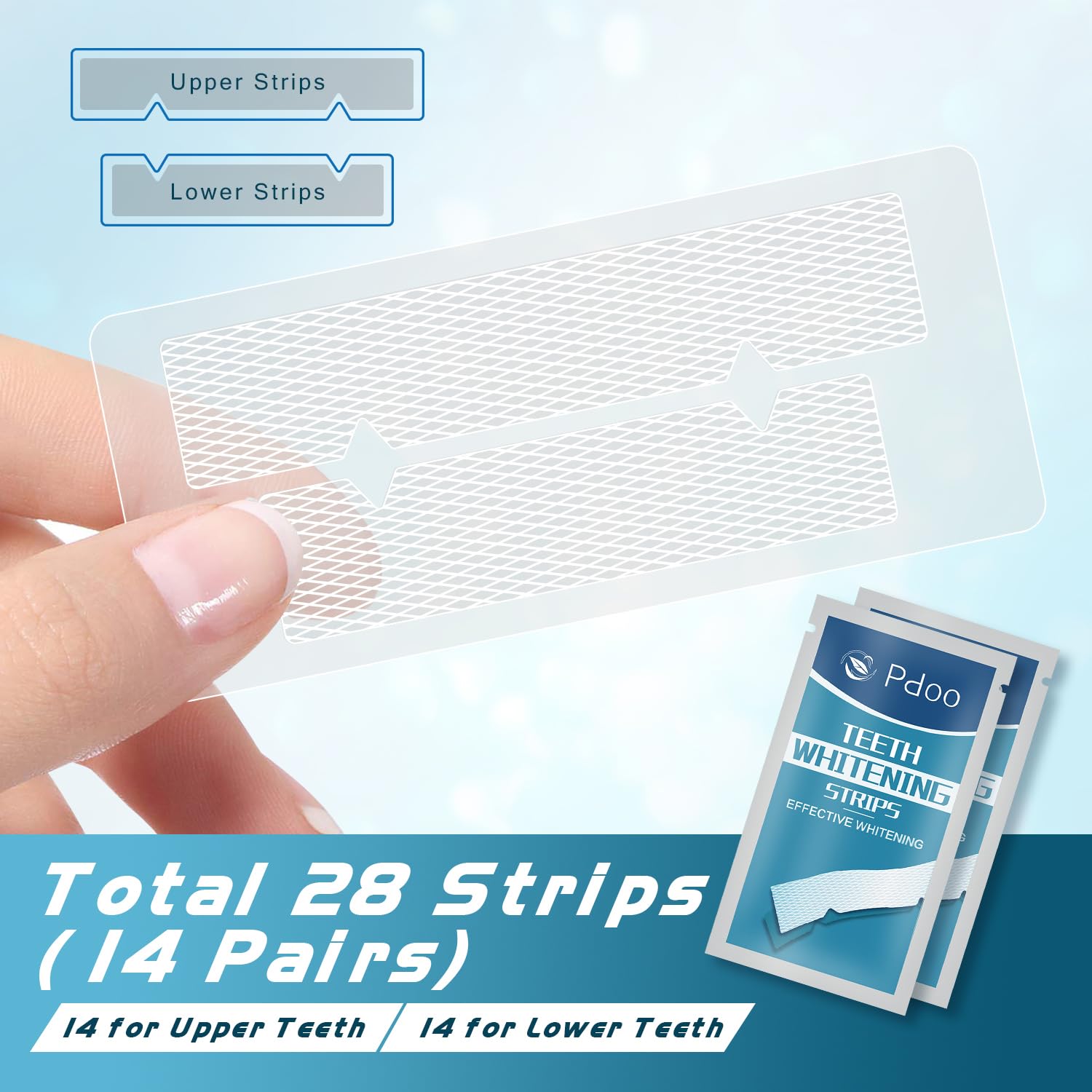 Teeth Whitening Strips – 14 Treatments, 28 Non-Slip Strips for Sensitive Teeth