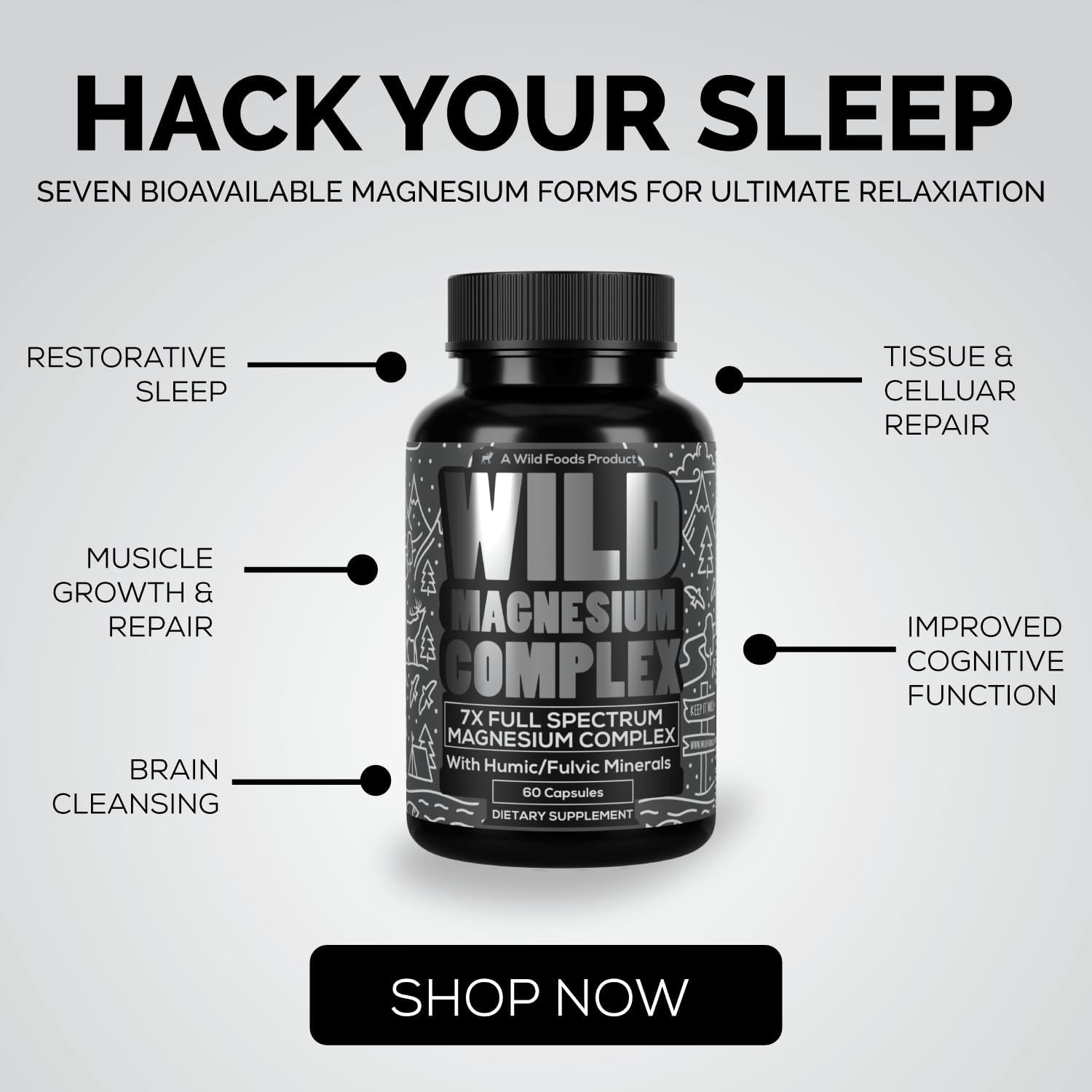 Wild Foods Magnesium Complex – 7 Forms for High Absorption | Pack of 3 (270 capsules)