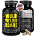 Wild Foods Vitamin D3 5000 IU + K2 MK-7 with Black Pepper - Plant-Based, Non-GMO, 60 Capsules | Made in USA