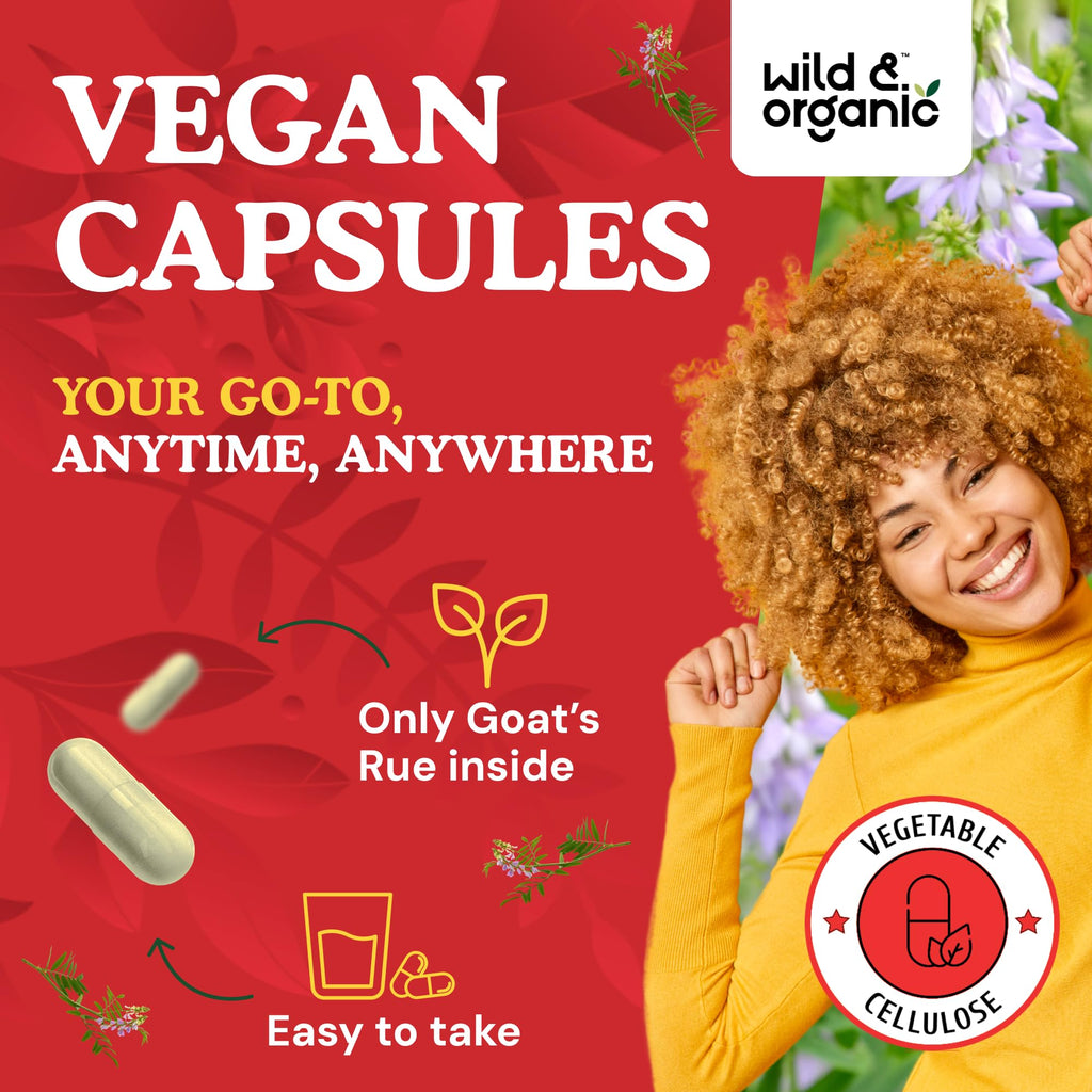Wild & Organic Goat's Rue Capsules 1200 mg – Lactation Support, 60 Vegan Capsules