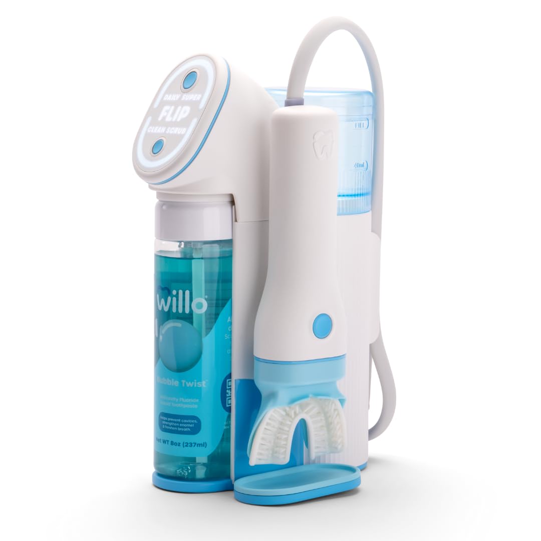 Willo Fully Automatic Kids U-Shaped Electric Toothbrush - Bubble Twist (Medium, Ages 8-11) | 2 Timers, Deep-Cleans, Consistent Results