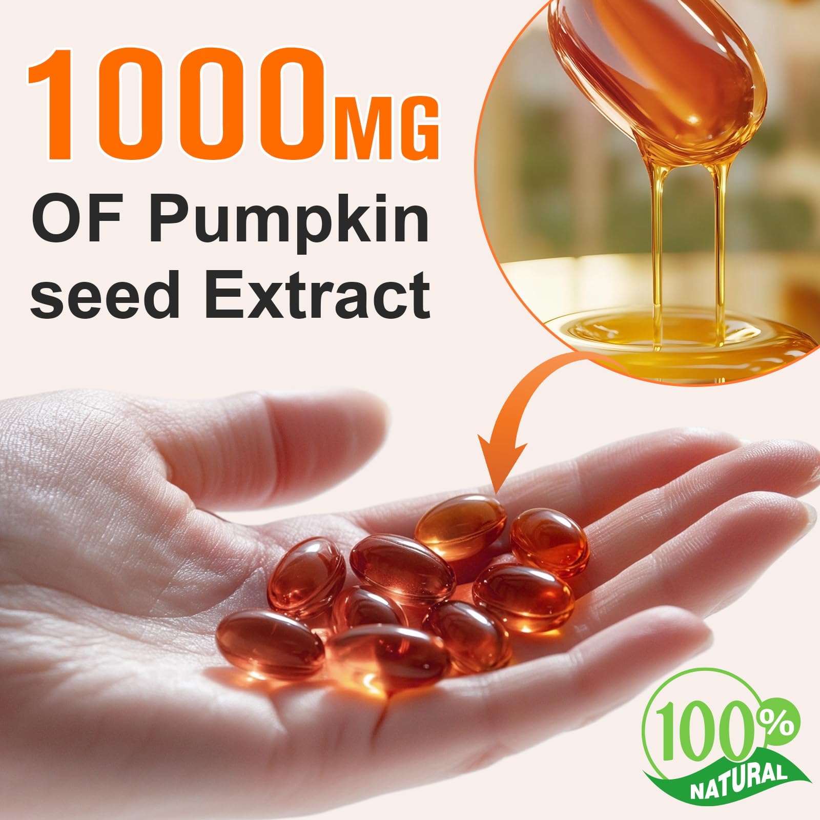 WHLH & WELL-BEING Pumpkin Seed Oil Capsules – 1000mg per Serving, 300 Count (Hair Growth)
