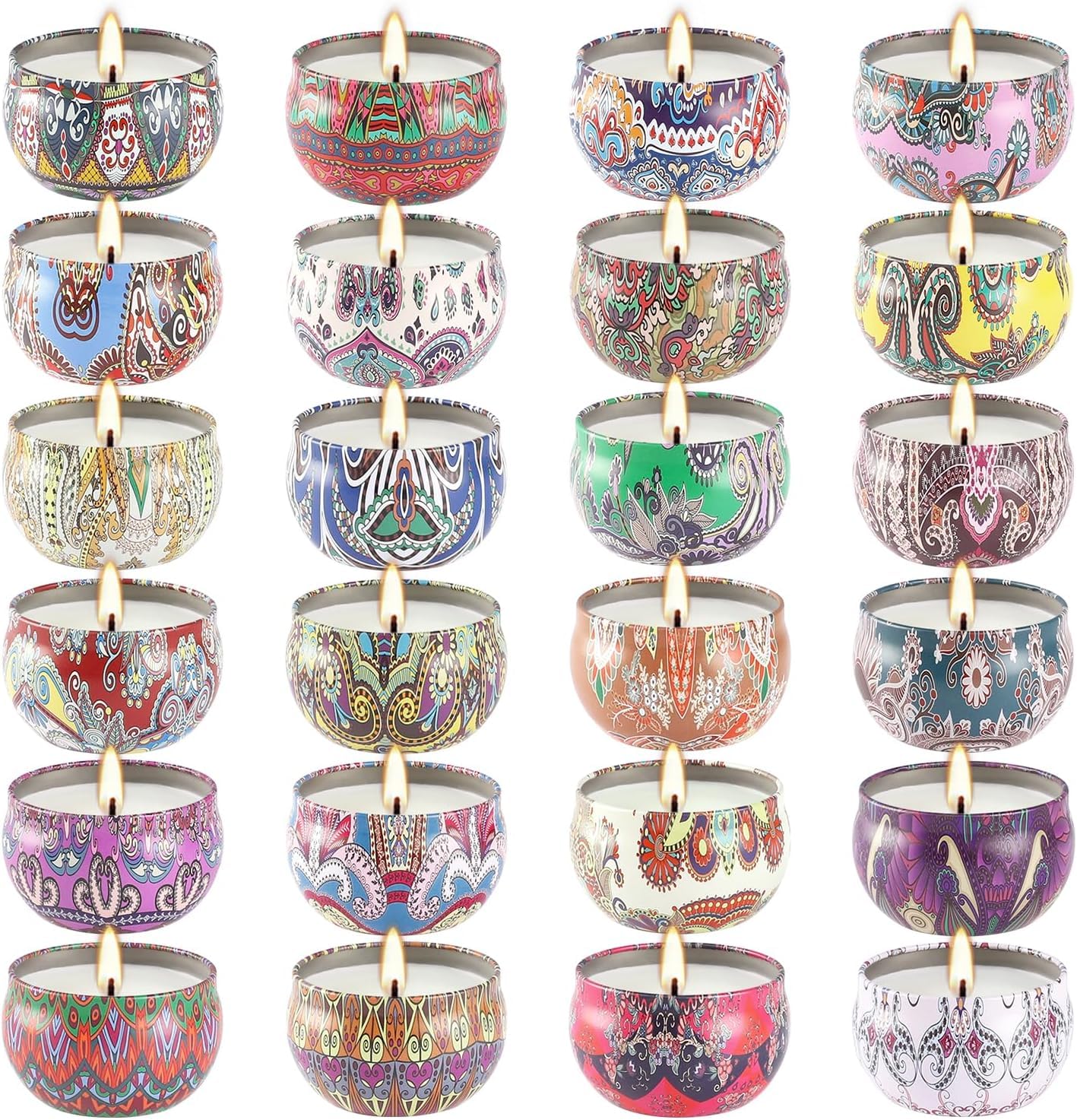 WPONSZU 24-Pack Scented Candles Gift Set - Soy Wax Travel Tin Jars 2.5 oz