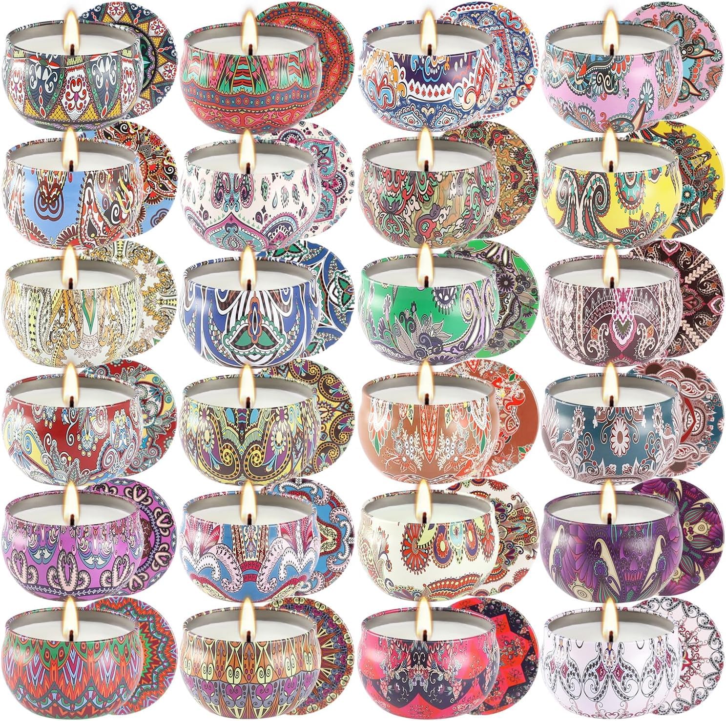 WPONSZU 24-Pack Scented Candles Gift Set - Soy Wax Travel Tin Jars 2.5 oz