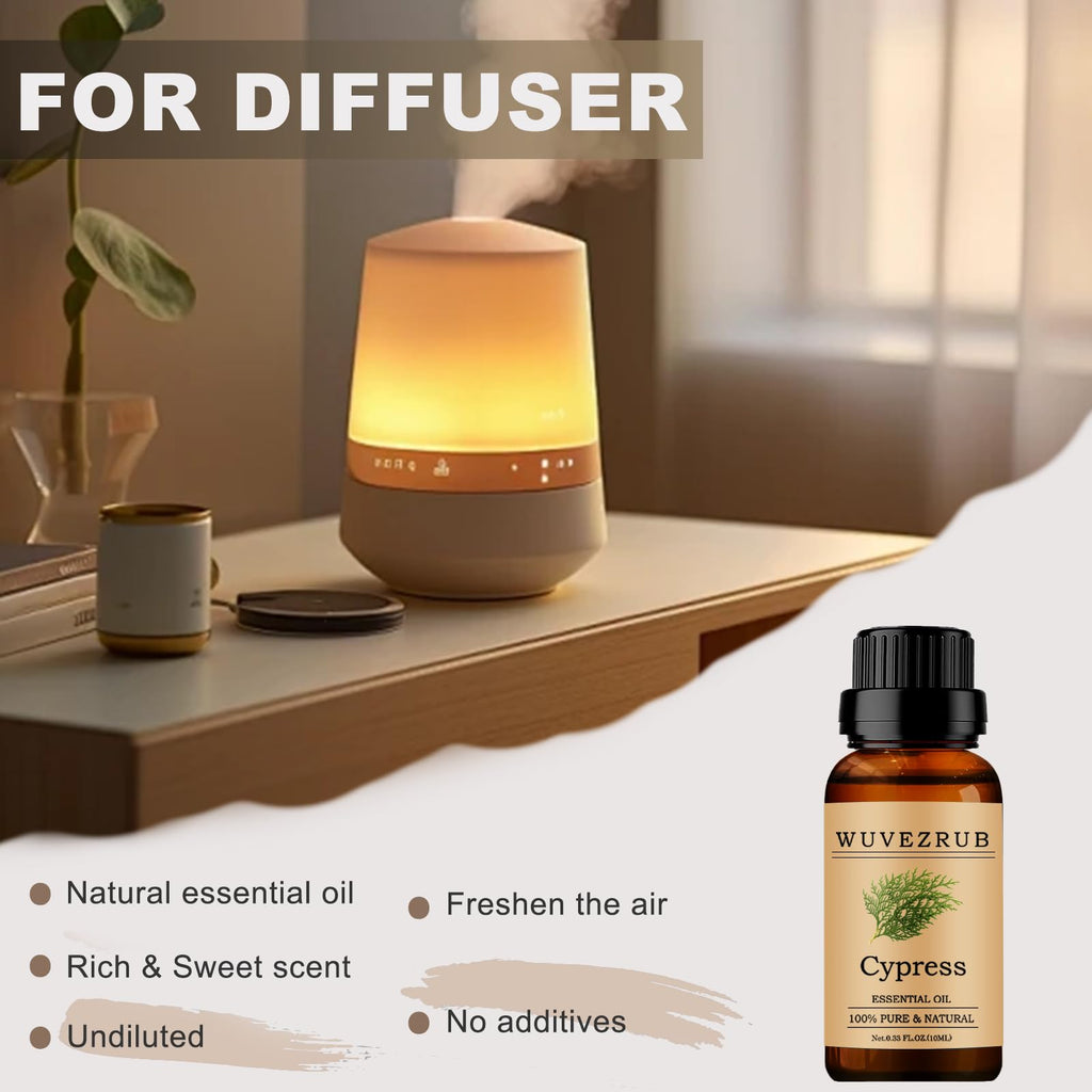 Wuvezrub Cypress Essential Oil 10ML – Organic 100% Pure & Natural for Aromatherapy Diffuser | 0.33 fl oz