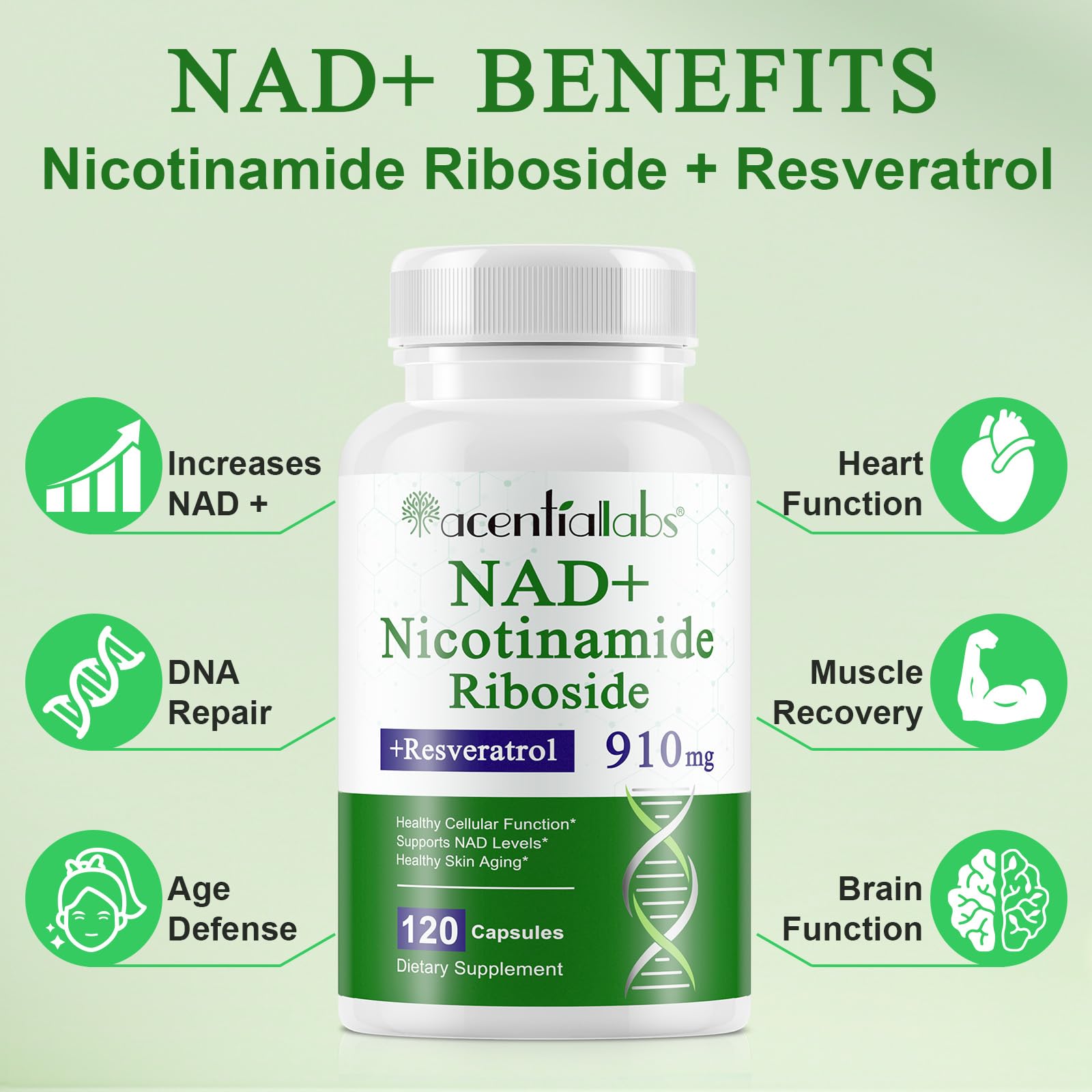 Xaarty NAD Supplement - 910mg Liposomal NAD with Resveratrol & Quercetin | 120 Capsules