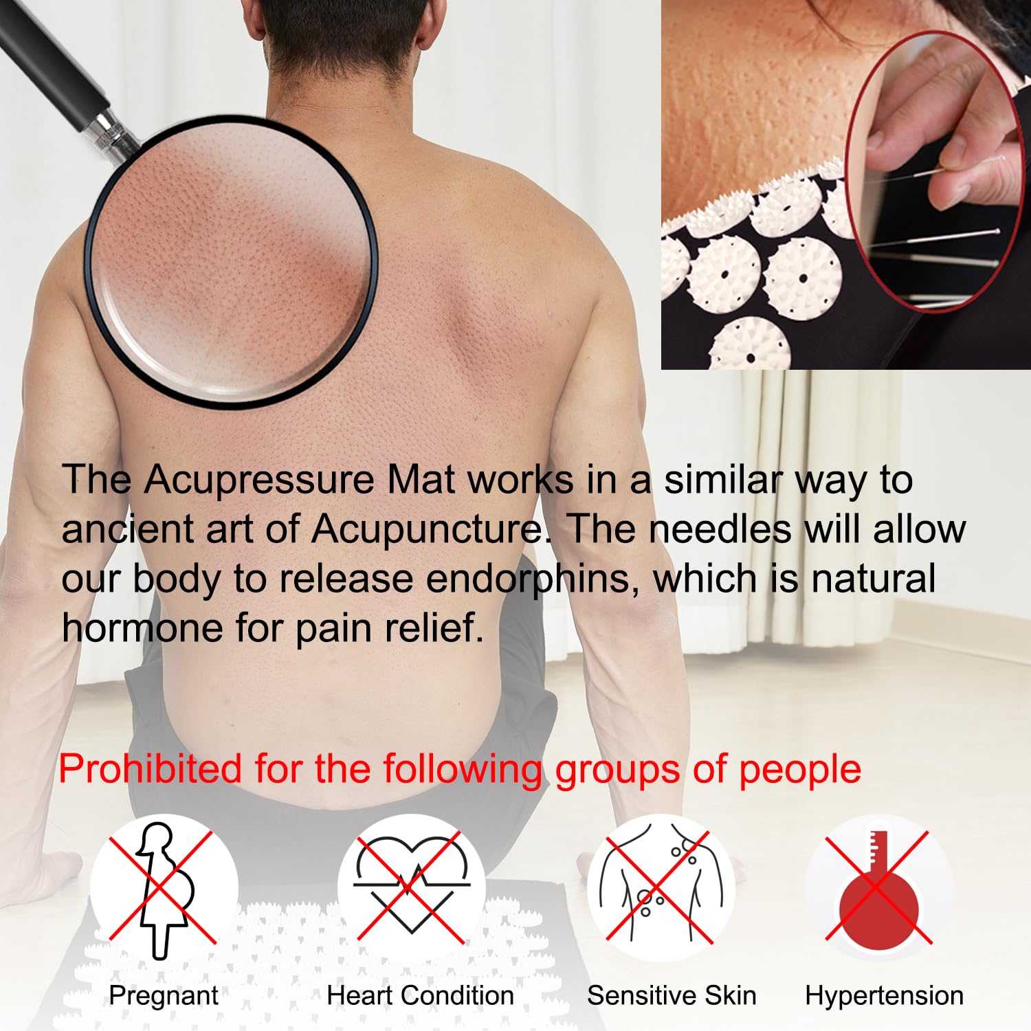 XiaoMaGe Acupressure Mat & Pillow Set – Extra Long for Neck & Back Pain Relief (Black)