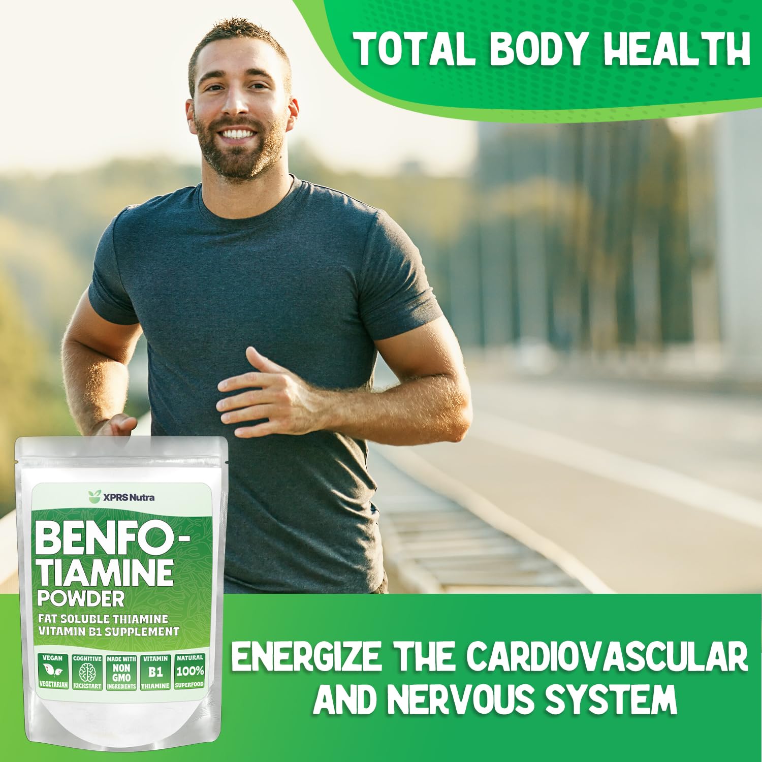 XPRS Nutra Benfotiamine Powder (Thiamine) - Fat Soluble Happy Heart Thiamine Supplement - Advanced Vitamin B1 Benfotiamine for a Cognitive Boost - Vegan Friendly Benfotamine Powder (1 Ounce)