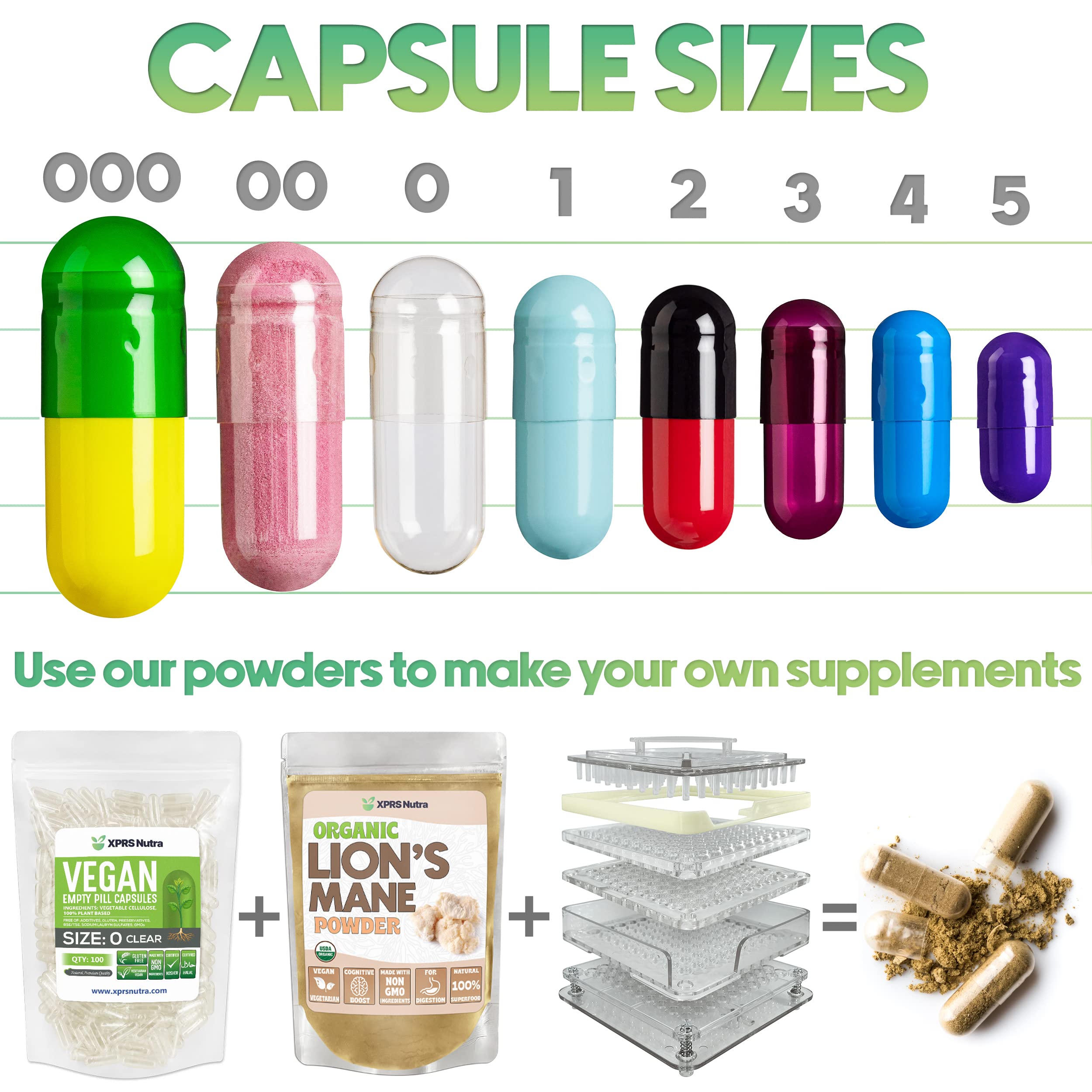 XPRS Nutra Vegan Size 3 Separated Capsules – 1000 Count Premium Empty Caps