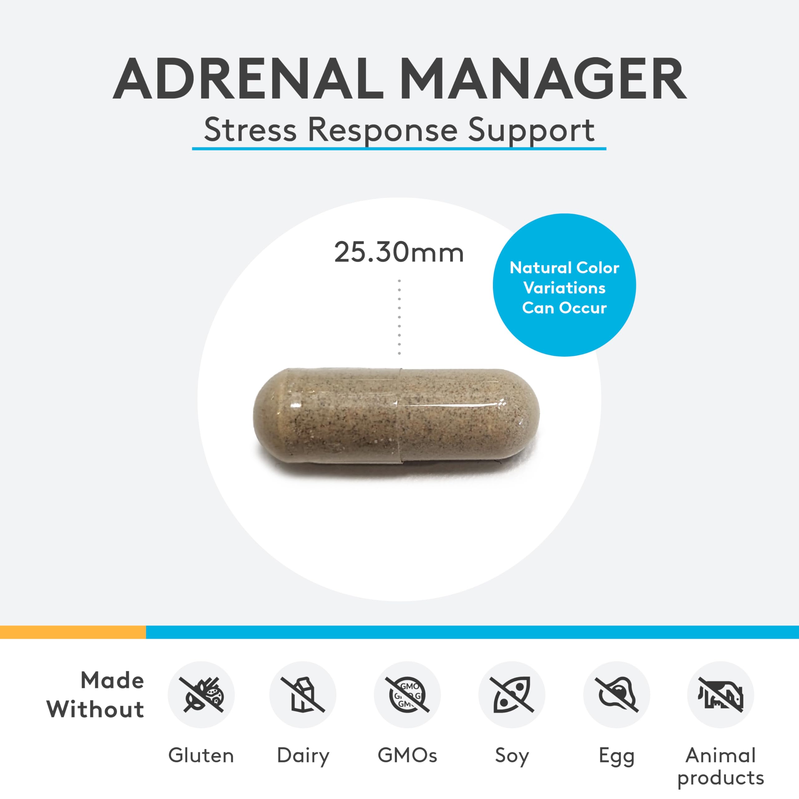 XYMOGEN Adrenal Manager Supplement - Energy, Stress Response + Adrenal Gland Support - with L-Tyrosine, Zinc Chelate, VIT B6, Magnesium, Pantothenic Acid, Rhodiola Rosea (60 Capsules)