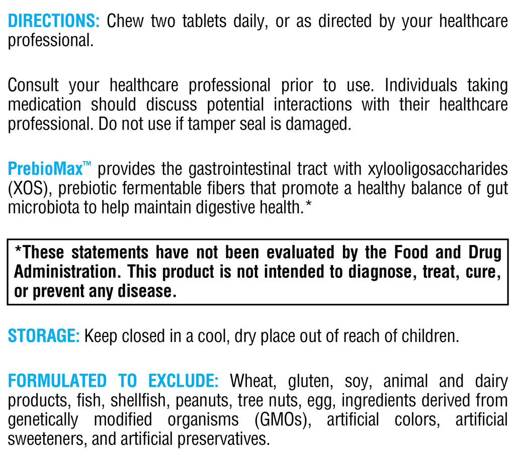 XYMOGEN PrebioMax Prebiotic Fiber with XOS – Sour Apple, 60 Chewable Tablets