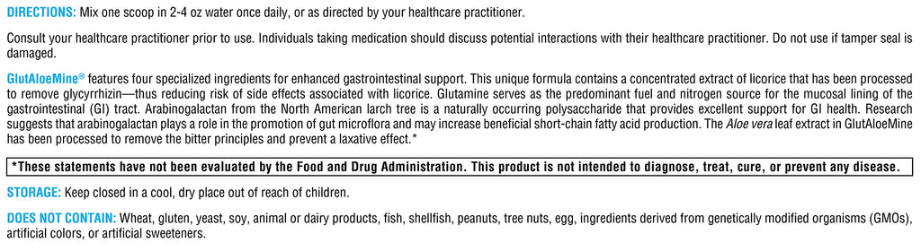 XYMOGEN GlutAloeMine Powder – 3000 mg L-Glutamine for GI Health with Aloe Vera, DGL Licorice & Arabinogalactan | 12.28 oz