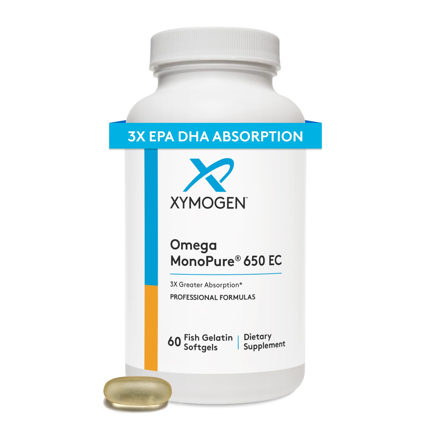 XYMOGEN Omega MonoPure 650 EC – 3X Absorption, Small Softgels, EPA/DHA/DPA