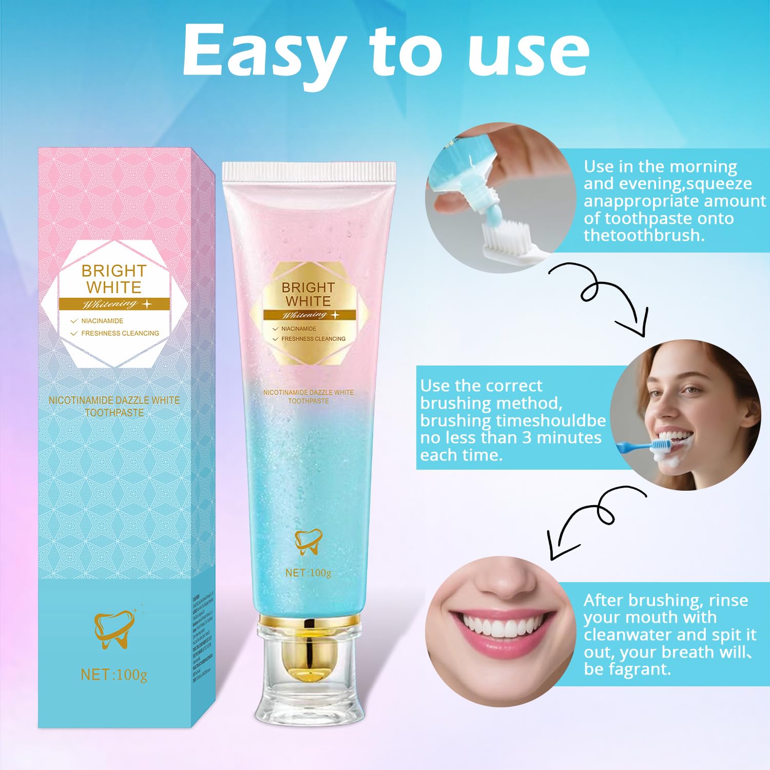 Niacinamide Whitening Toothpaste – Enamel Protection & Stain Removal (Mint) | 1 Pack | YanxiananYagao