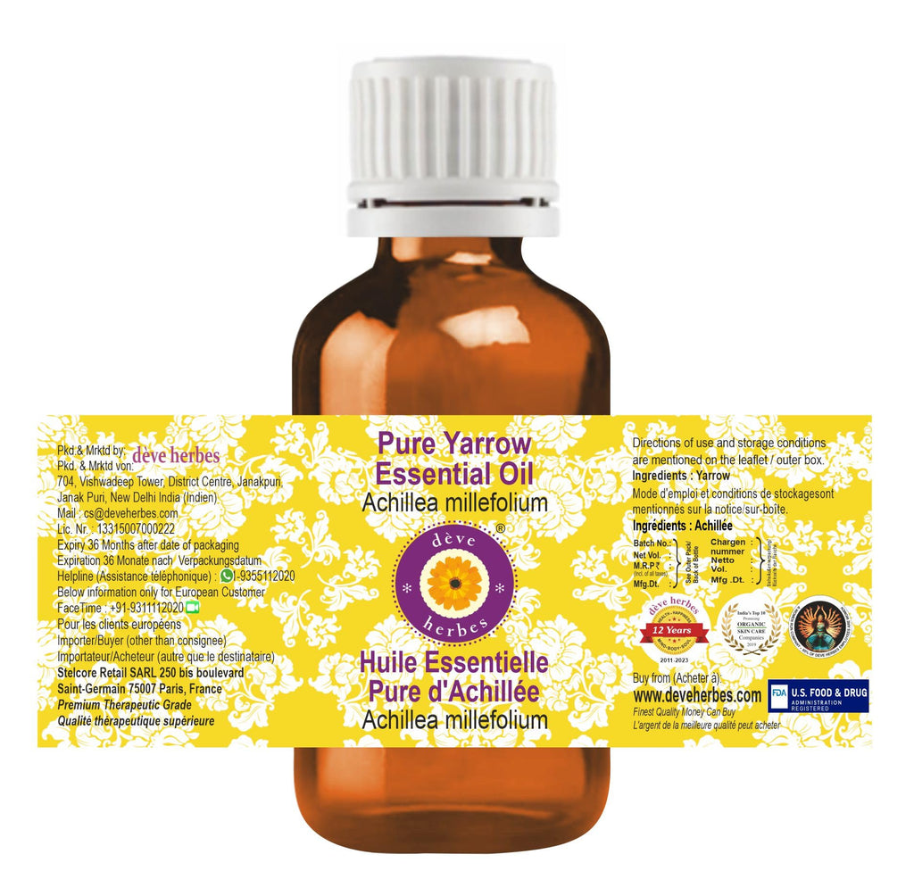 dève herbes Yarrow Essential Oil 5ml – Pure, Steam-Distilled (Achillea millefolium)