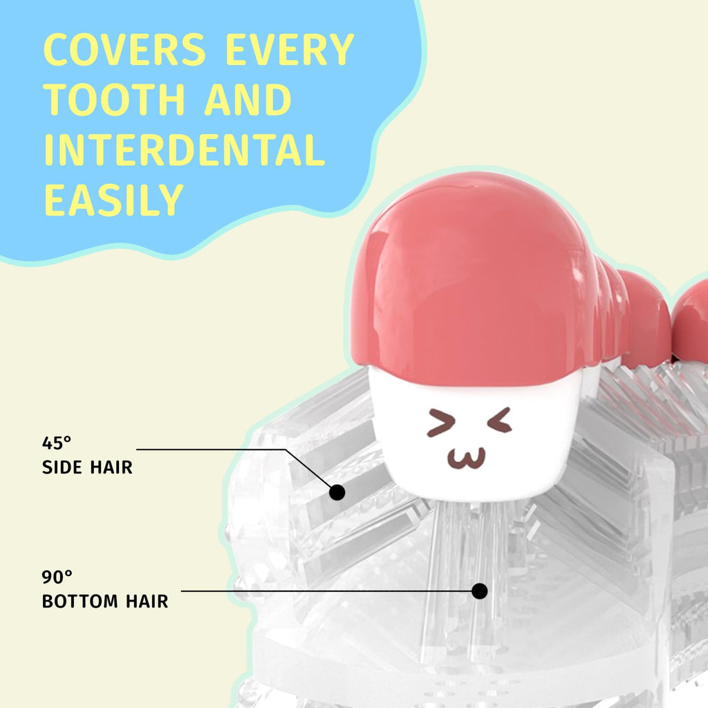 yeklike Kids U-Shaped Electric Toothbrush | 360° Cleaning, IPX7 Waterproof, Cartoon Dinosaur - for 2-7y
