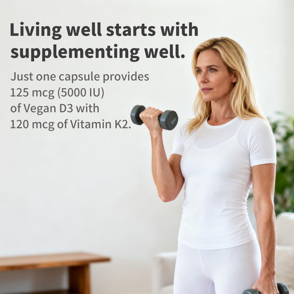 YMINGKJ Vitamin D3 5000 IU & K2 MK-7 Softgels with Magnesium | 30 Softgels | Non-GMO