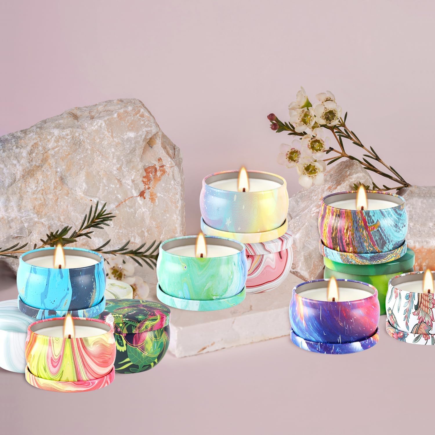 YOROXRG 24-Pack Soy Wax Scented Candles Gift Set – Travel Tin Jars 2.5 oz