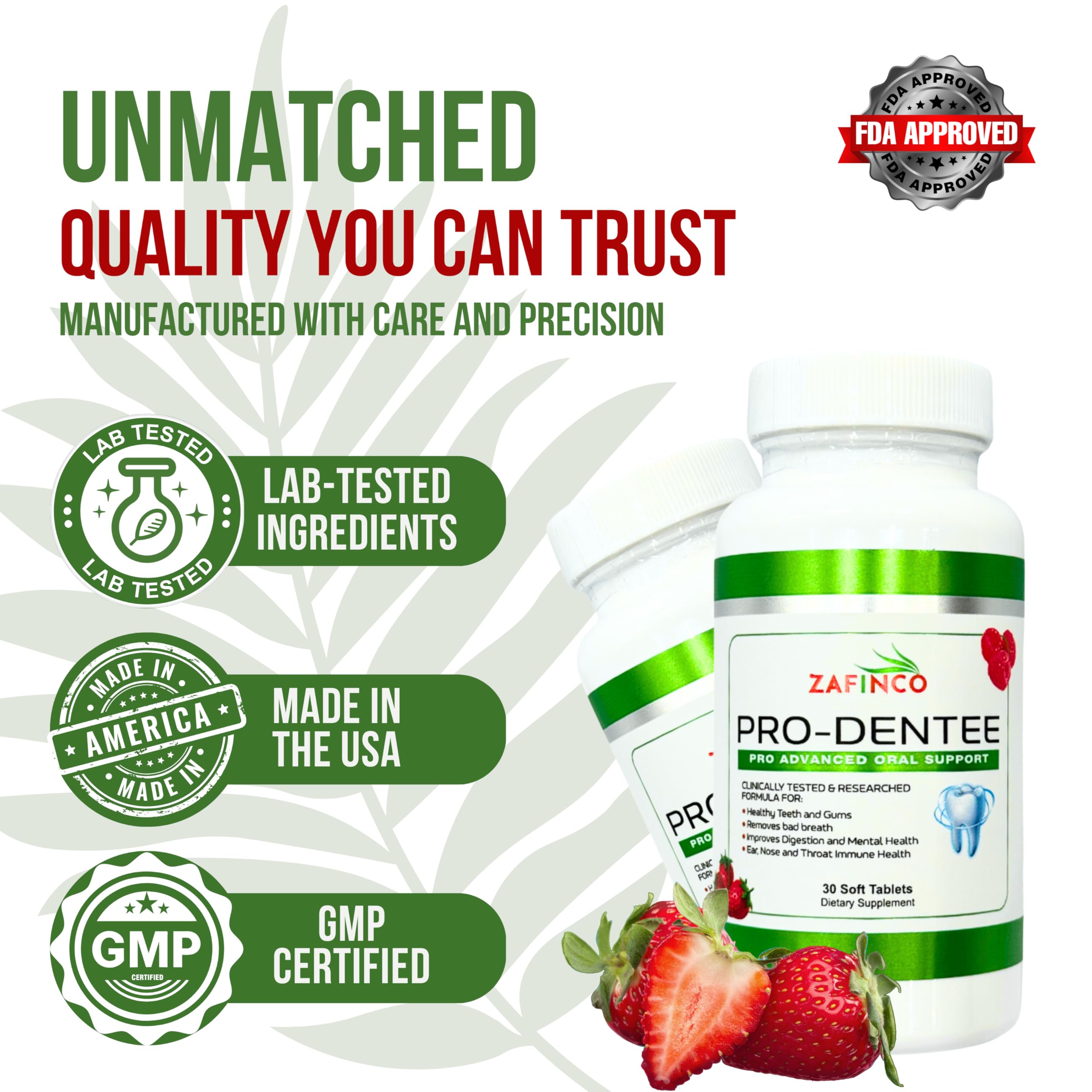 ZAFiNCO-PRODENTEE Teeth & Gums Health – 3.5B CFU Probiotics Mint Chewables (30 Count) – Made in USA