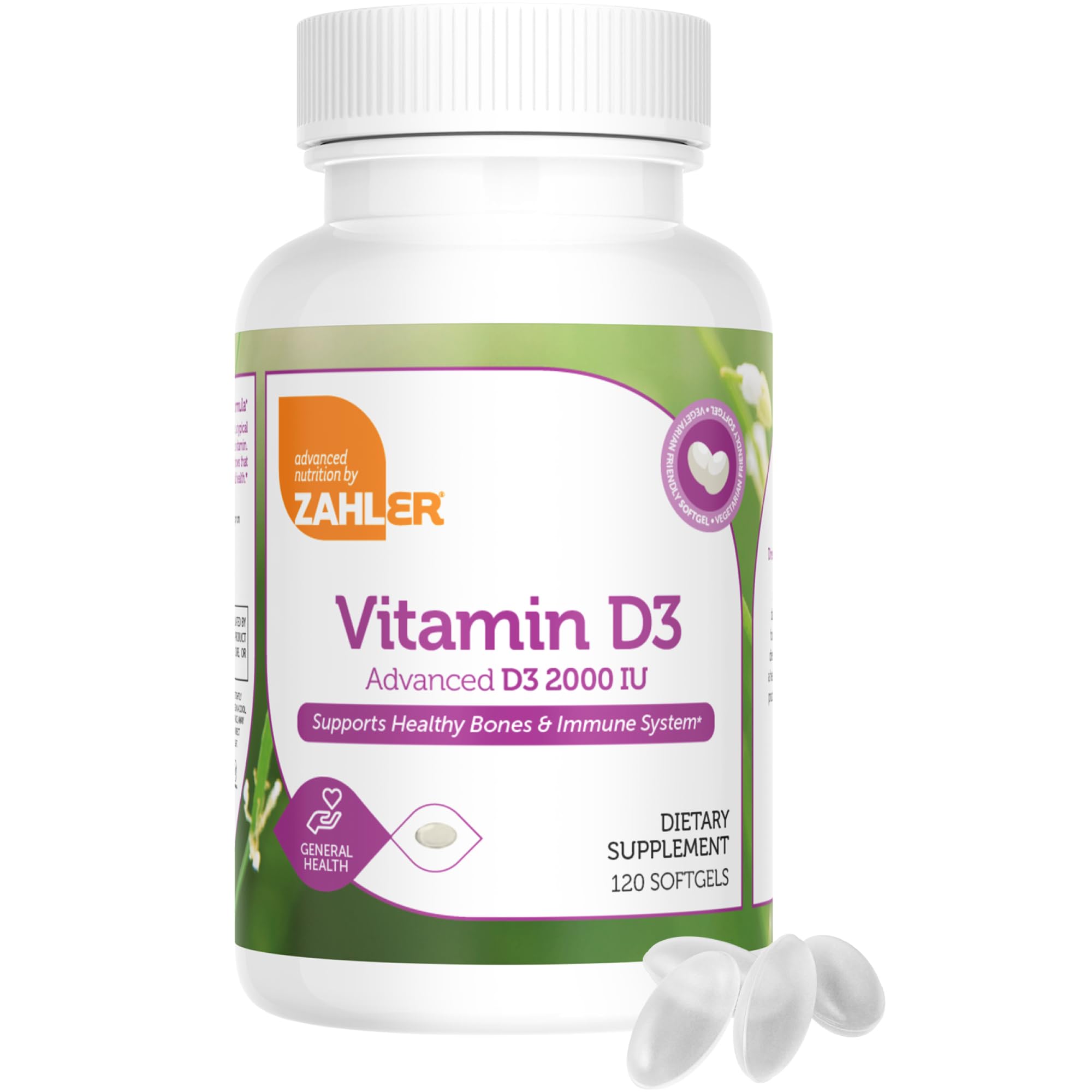 Zahler Advanced Vitamin D3 2000 IU Softgels (120 Count) – Immune Support, Bone & Teeth Health | Kosher & Vegetarian Friendly