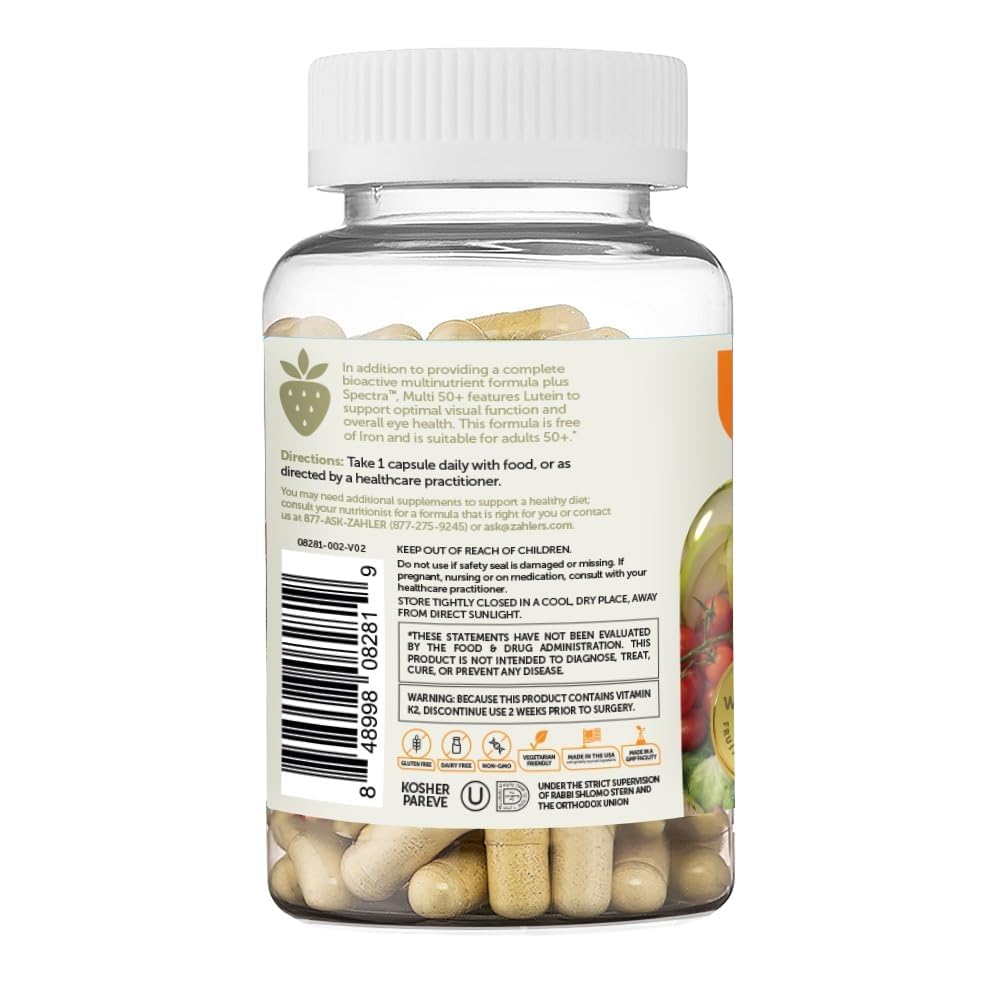 Zahler Multivitamin 50+ Iron-Free Formula with Lutein – Eye Health, 60 Capsules