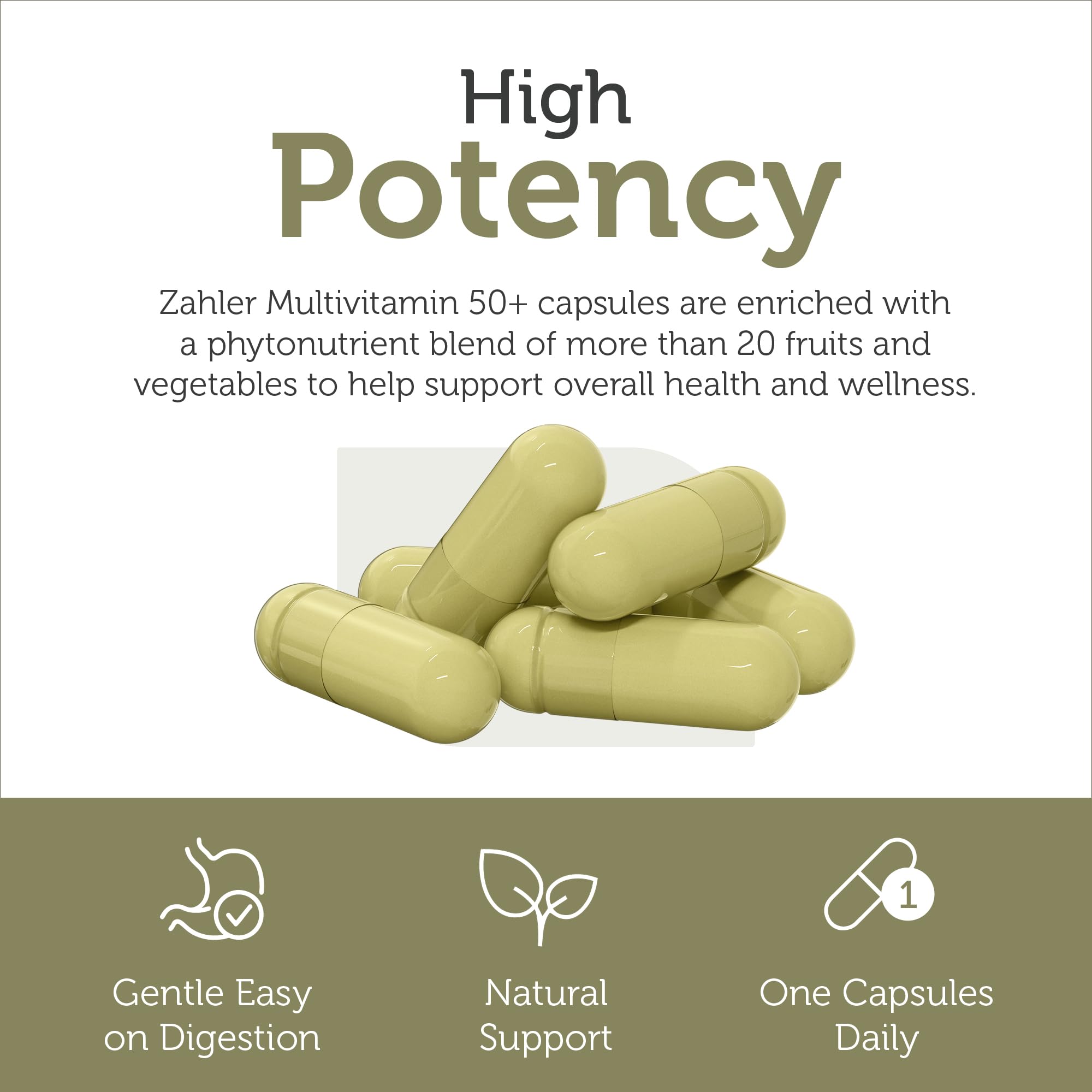 Zahler Multivitamin 50+ Iron-Free Formula with Lutein – Eye Health, 60 Capsules