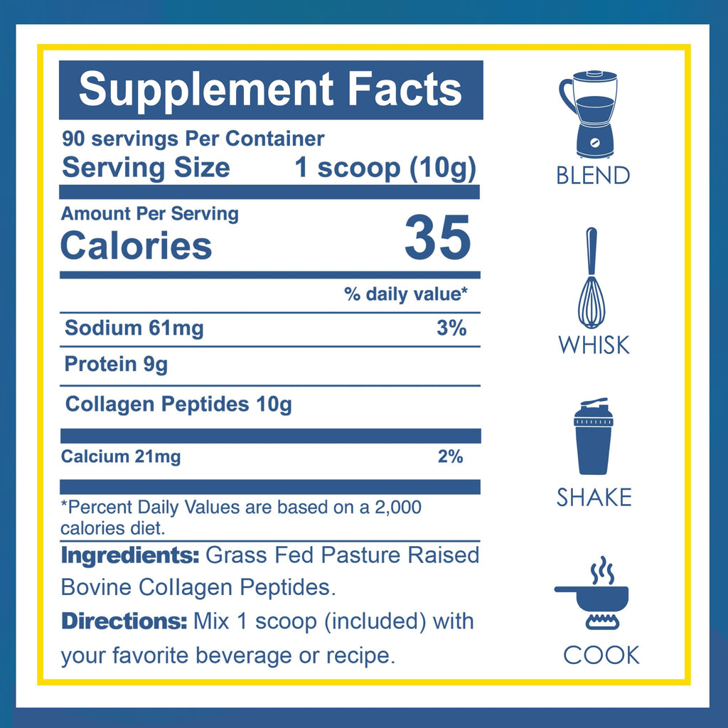 Zammex Collagen Peptides Powder – 90 Servings, Unflavored, Grass-Fed Type I & III, Non-GMO