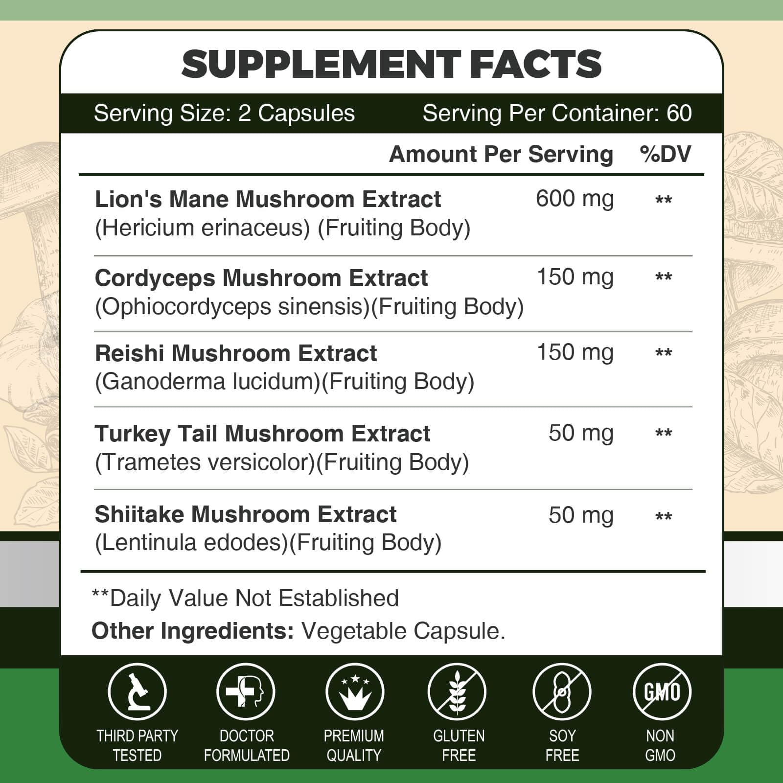 ZEBORA Lion's Mane Capsules – Memory, Focus & Immune Support | 120 Vegan