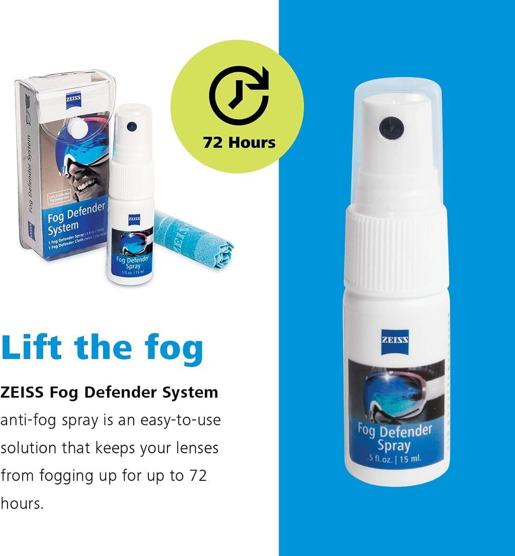 ZEISS Fog Defender System Anti-Fog Kit for Glasses – 3 Pack (3 Bottles & 3 Microfiber Cloths)