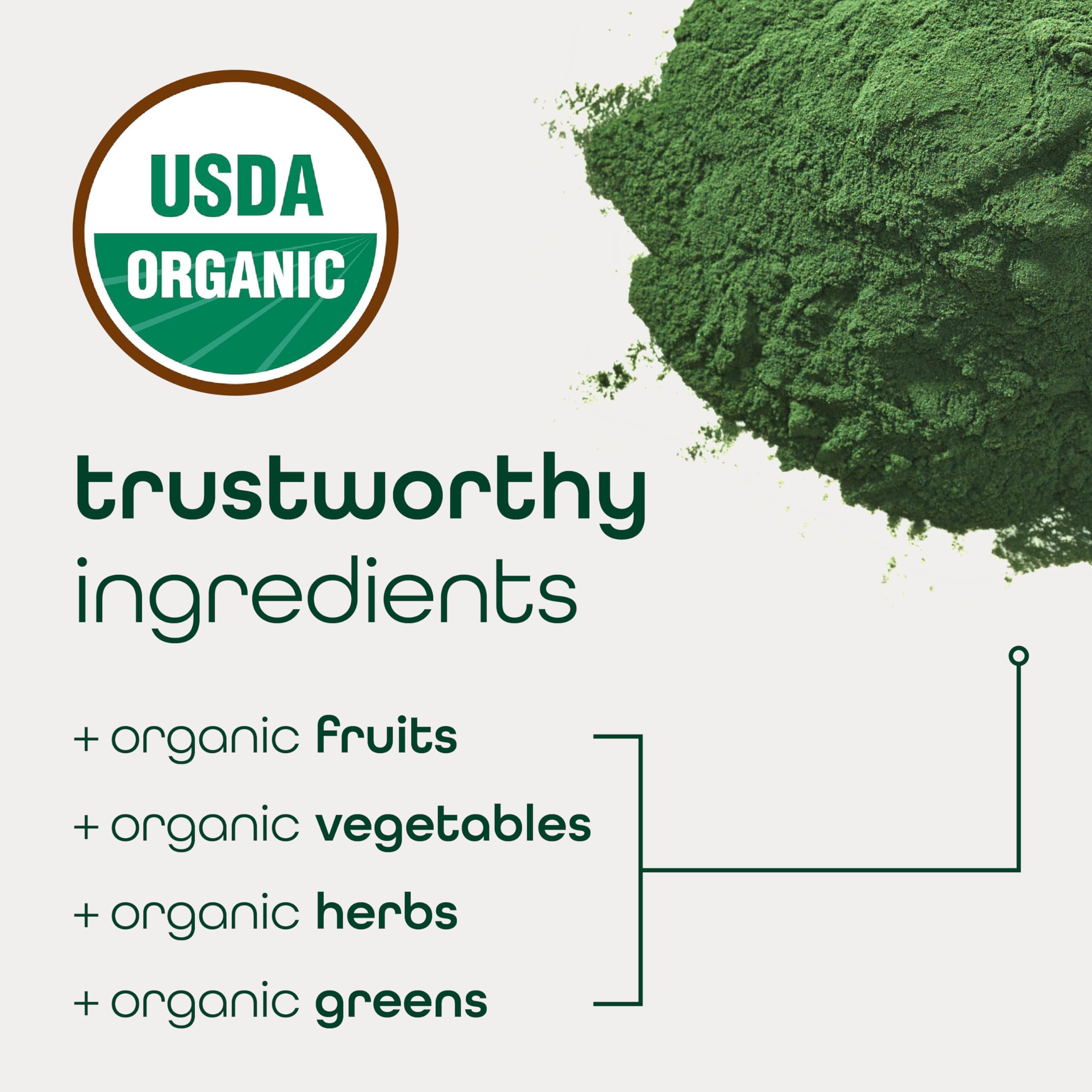 Zena Nutrition Organic Super Greens Powder — 70+ Superfoods, 0 Sugar, 30 Packets