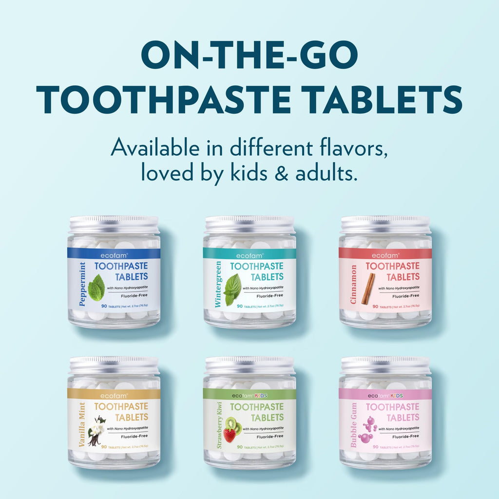 Toothpaste Tablets – Wintergreen | Nano Hydroxyapatite Toothpaste Tablets Chewable | Fluoride Free l 90 Tabs