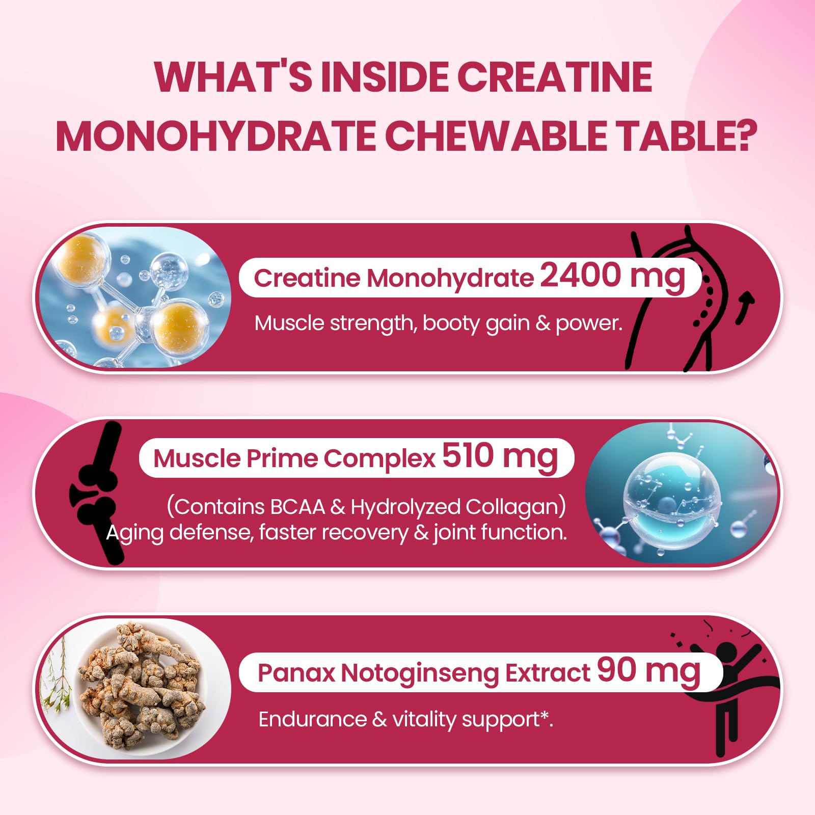 Zeylamum Creatine for Women | Hydrolyzed Collagen & BCAA | 3G Creatine Chews
