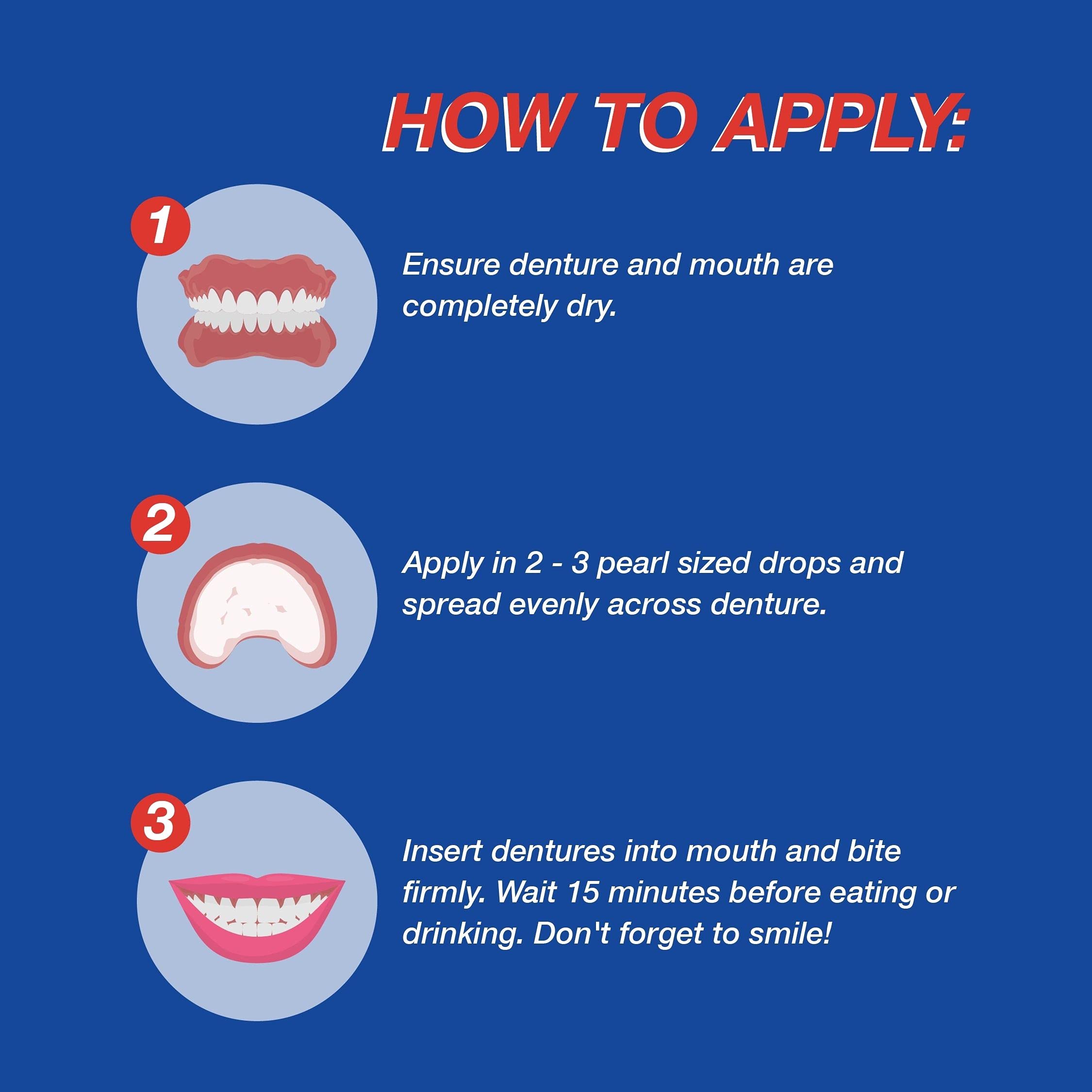 Secure Waterproof Denture Adhesive – Zinc Free, Extra Strong Hold (1.4 oz x 2)
