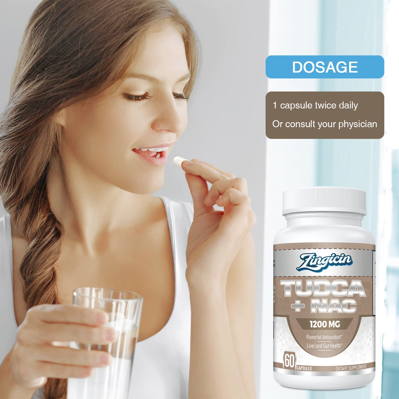 Zingicin TUDCA with NAC 1200mg - 180 Capsules | Liver Support & Antioxidant Formula