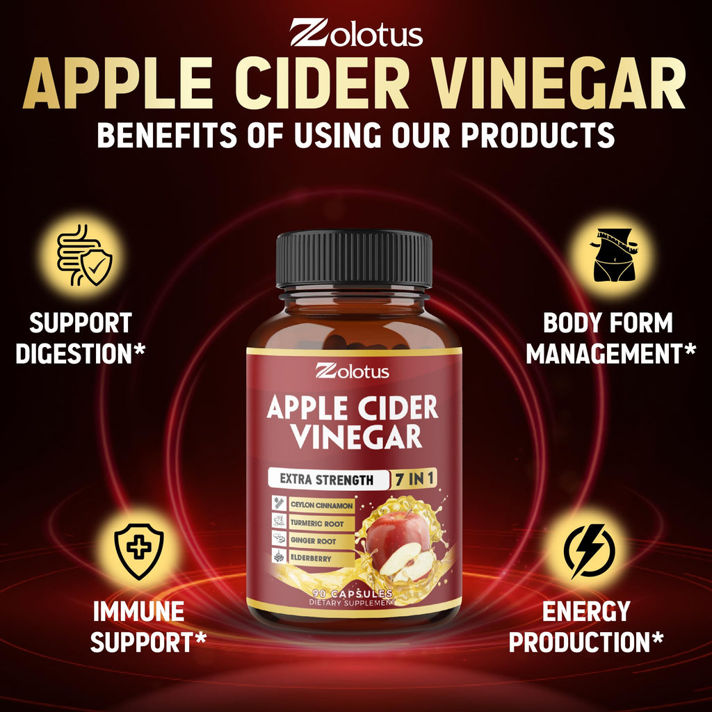 Zolotus 7-in-1 Apple Cider Vinegar Capsules, 3-Month Supply