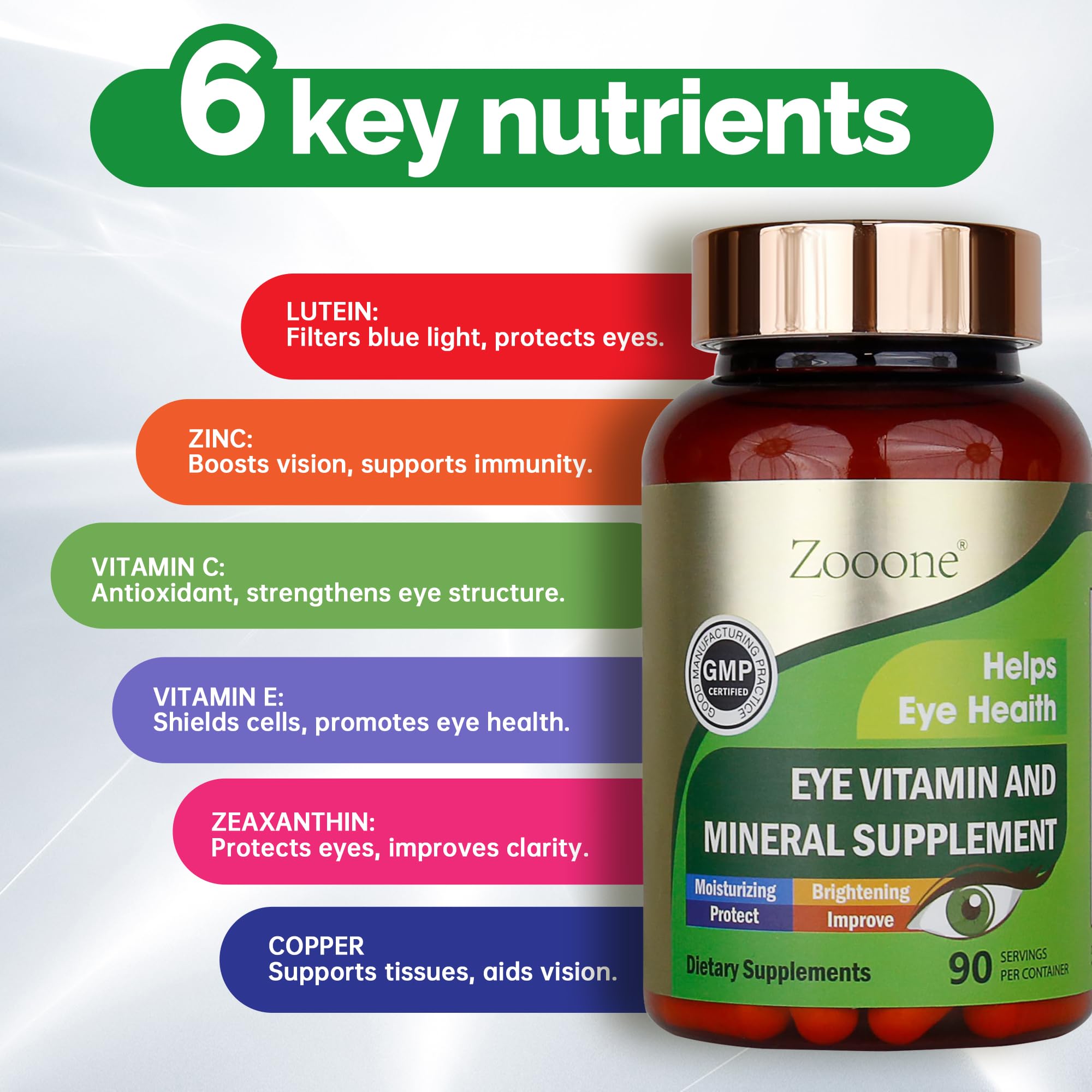 Zooone Lutein Eye Vitamins – Macular Health & Dry Eye Support, 90 Tablets