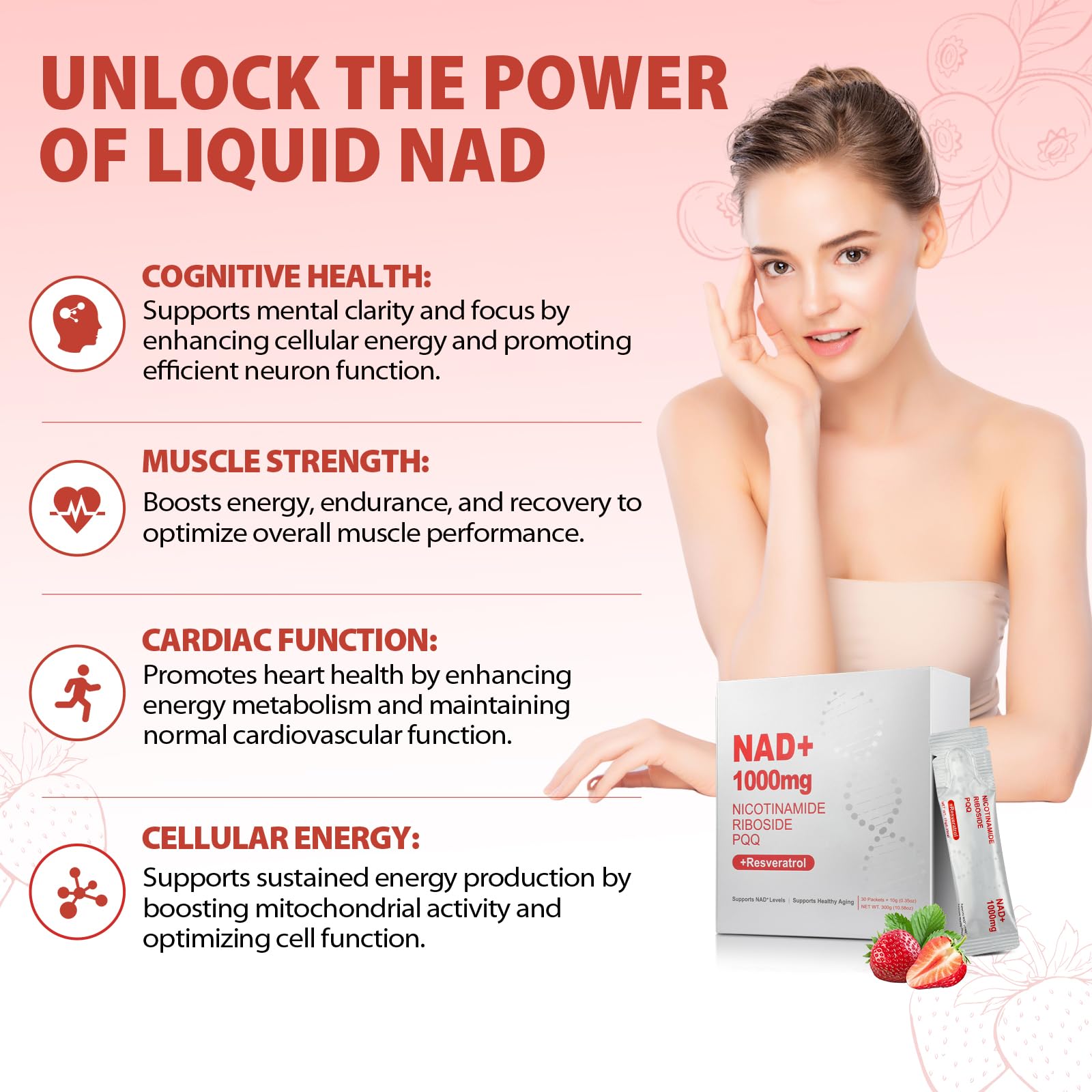 ZOROAHER NAD+ 1000mg Liquid Supplement – NR, Resveratrol & PQQ for Energy & Focus
